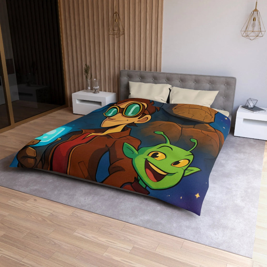 Housse de Couette Enfantine avec Personnages de Science-Fiction Stylisés et Univers Fantastique