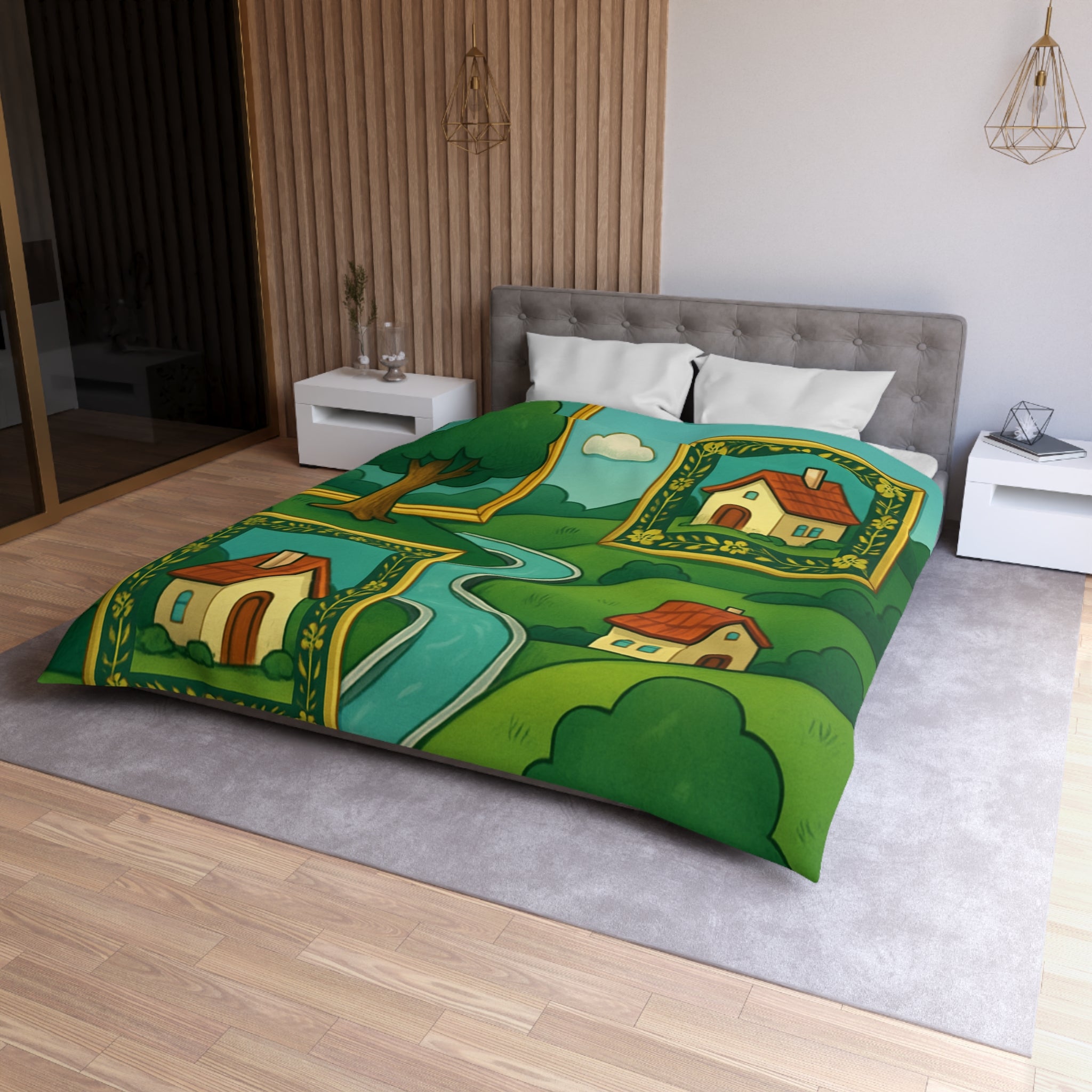 Housse de Couette Microfibre Design Artistique Moderne Décoration Chambre Confort Premium