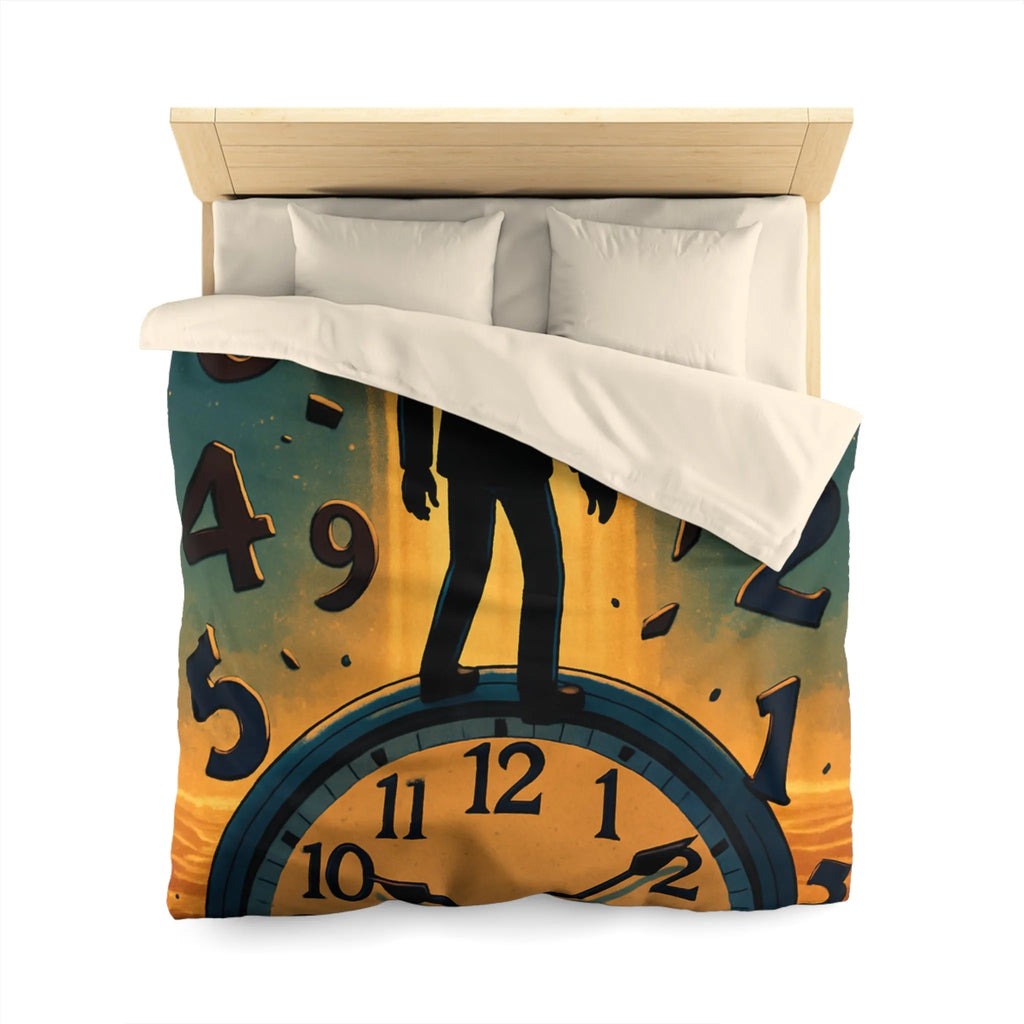 Housse de couette avec horloge mystique et voyageur des rêves en noir