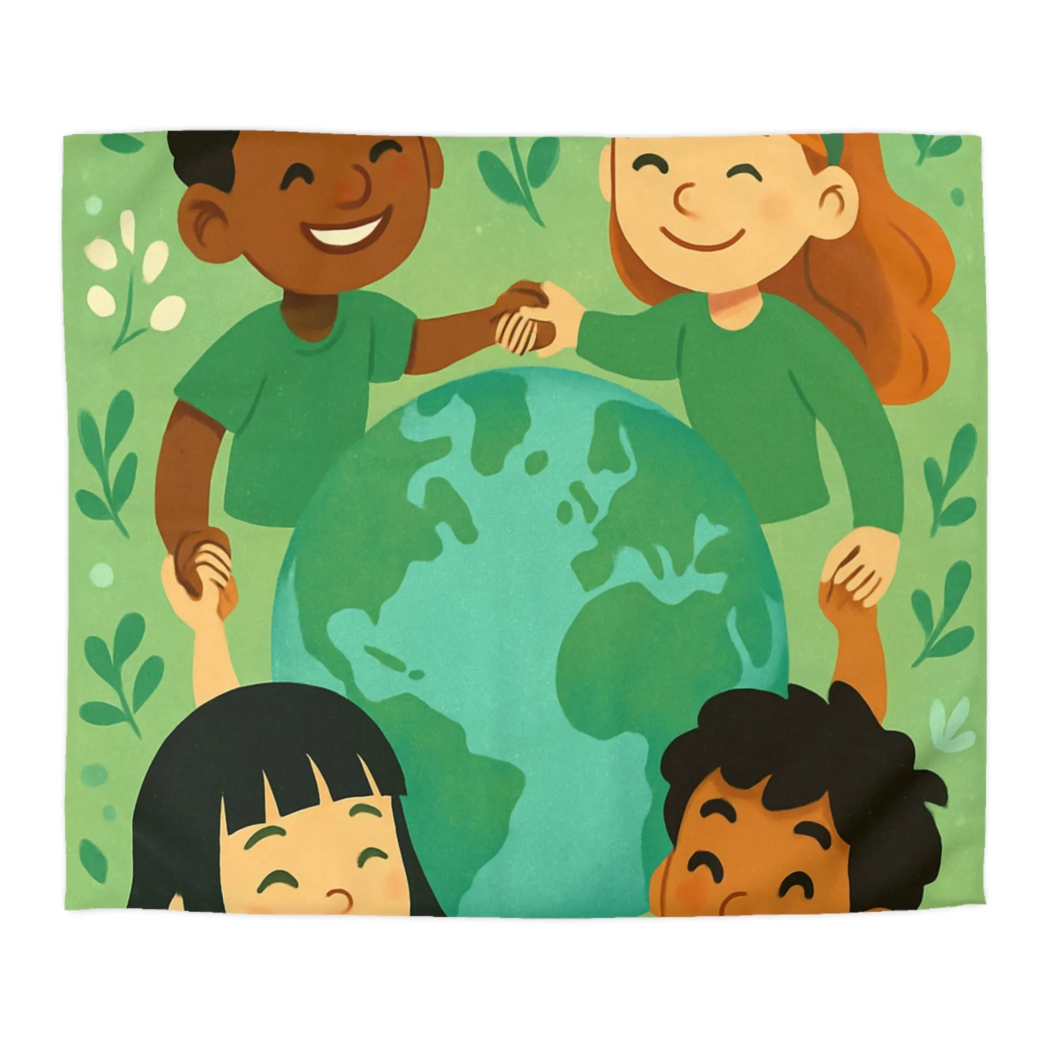 Housse de couette enfant monde coloré, paix et amitié, thème écologique éducatif