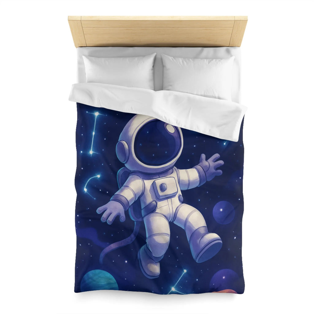 Housse de Couette Astronaute en Espace Étoilé avec Constellations et Planètes Colorées