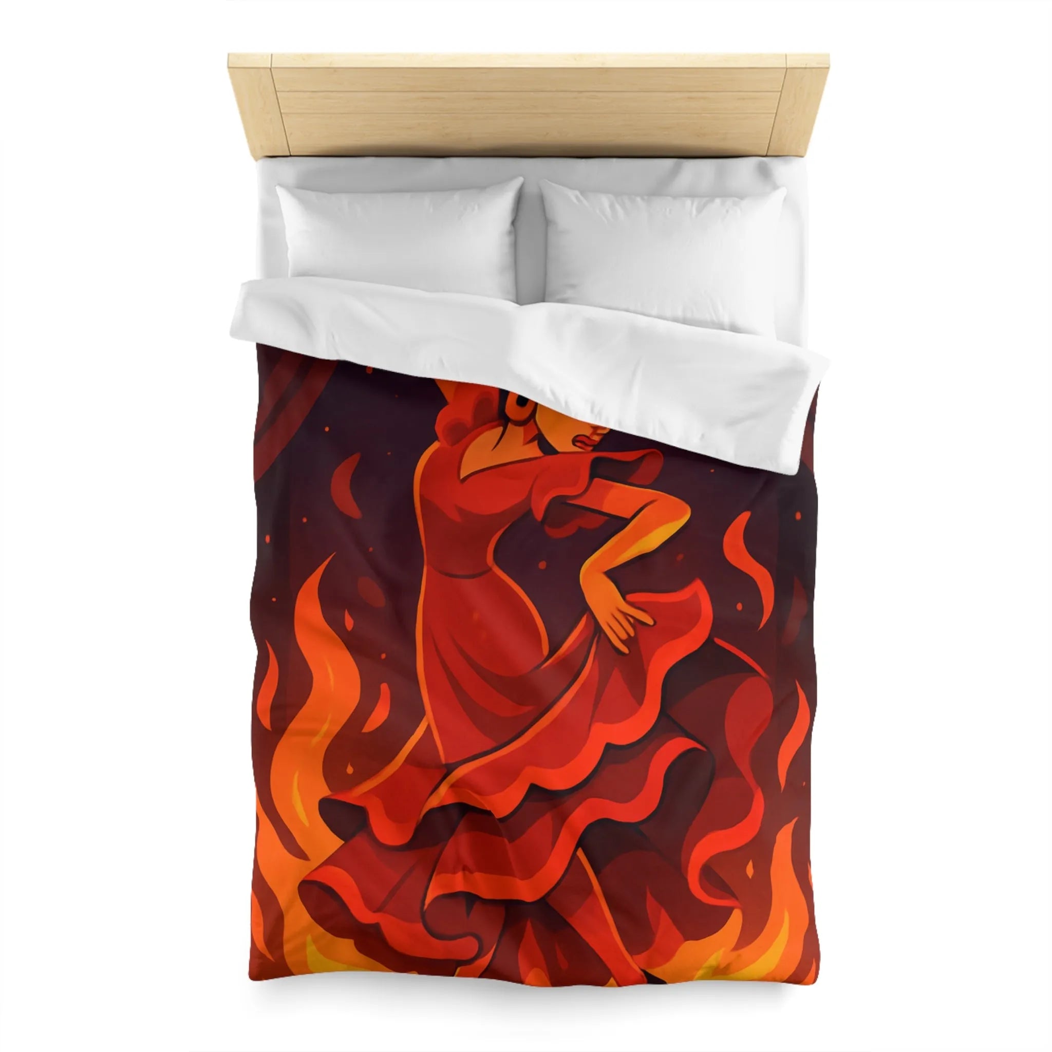 Envoûtante danseuse flamenco rouge intense, ambiance chaleureuse, lanternes et pétales dispersés.