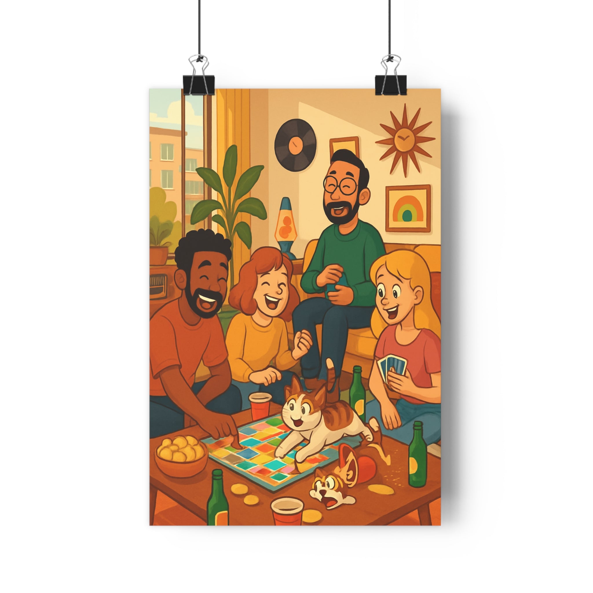 Poster décoratif cartoon rétro coloré joyeux salon chambre unique convivial amusant vibrant tendance qualité