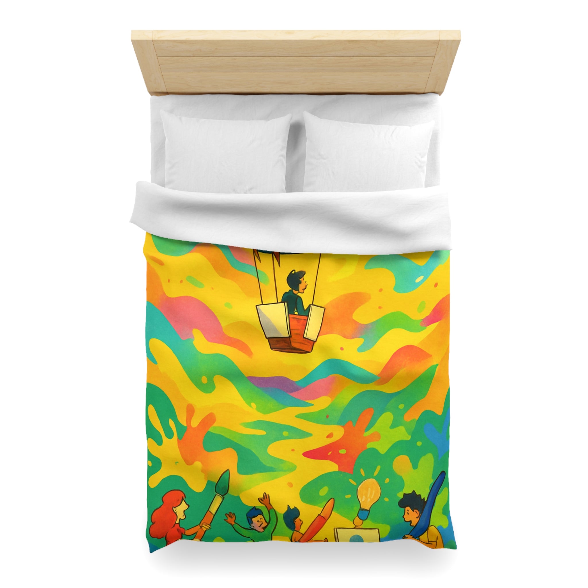 Housse de Couette Microfibre Design Artistique Moderne Décoration Chambre Confort Premium