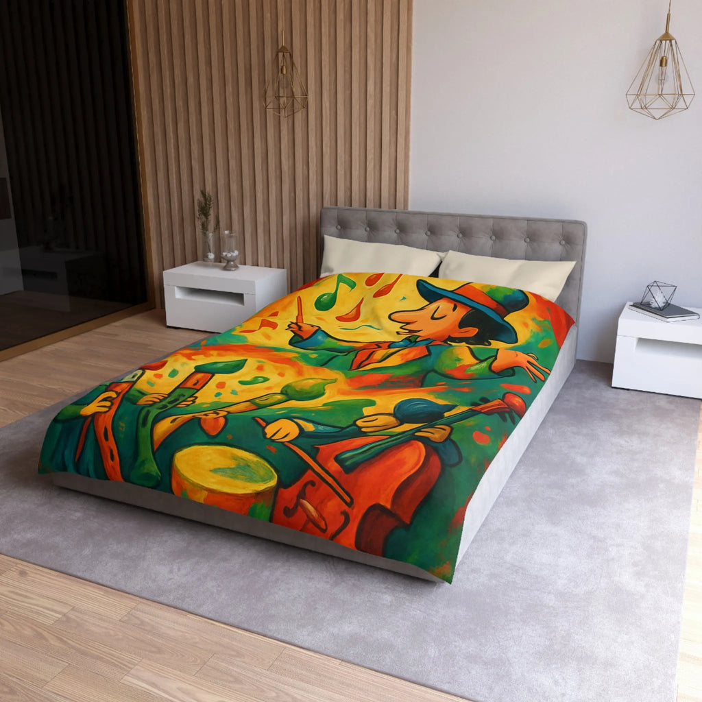 Housse de Couette Microfibre Art Graphique Contemporain Style Décoratif Chambre Tendance