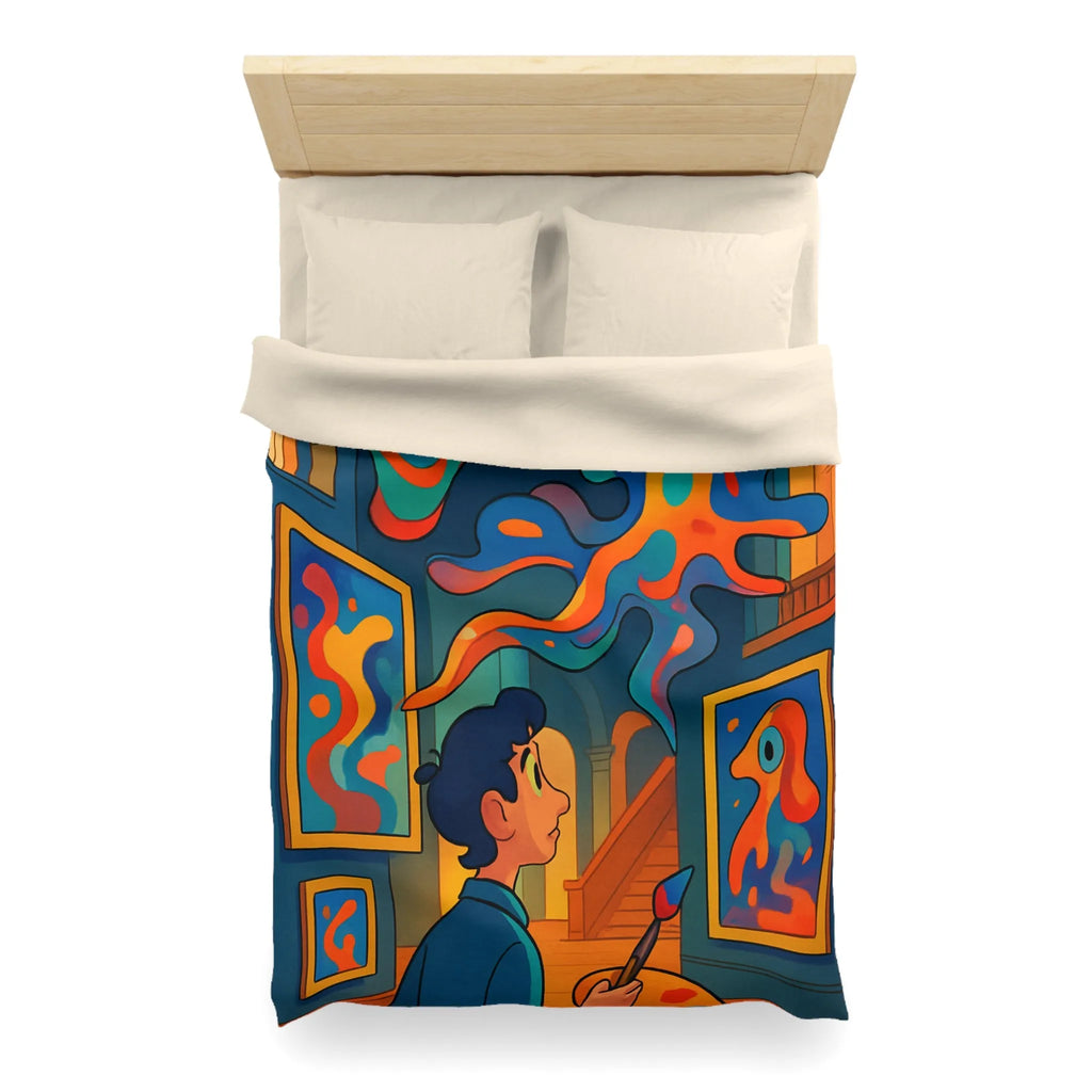 Housse de Couette Microfibre Art Graphique Contemporain Style Décoratif Chambre Tendance