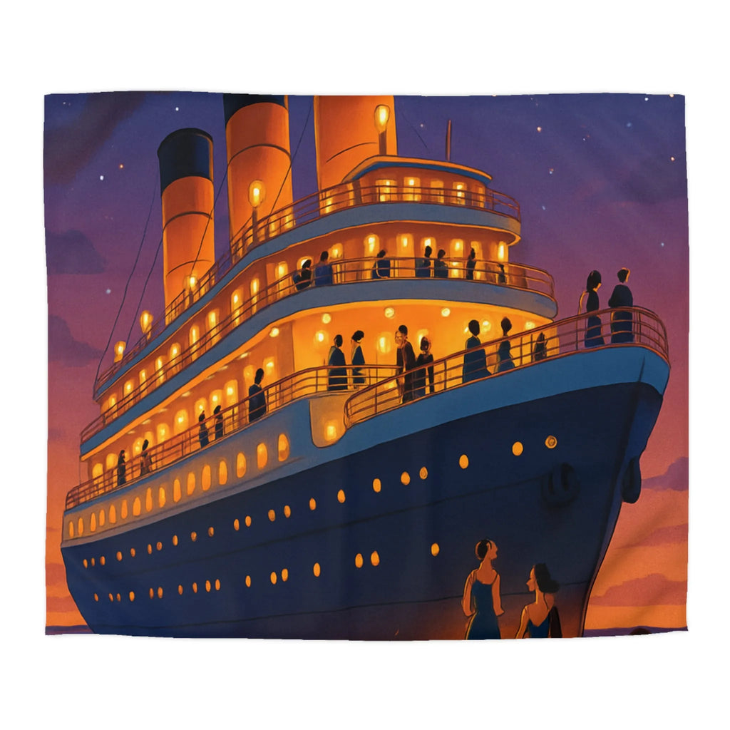 Douce soirée étoilée sur un paquebot illuminé naviguant sur des eaux calmes