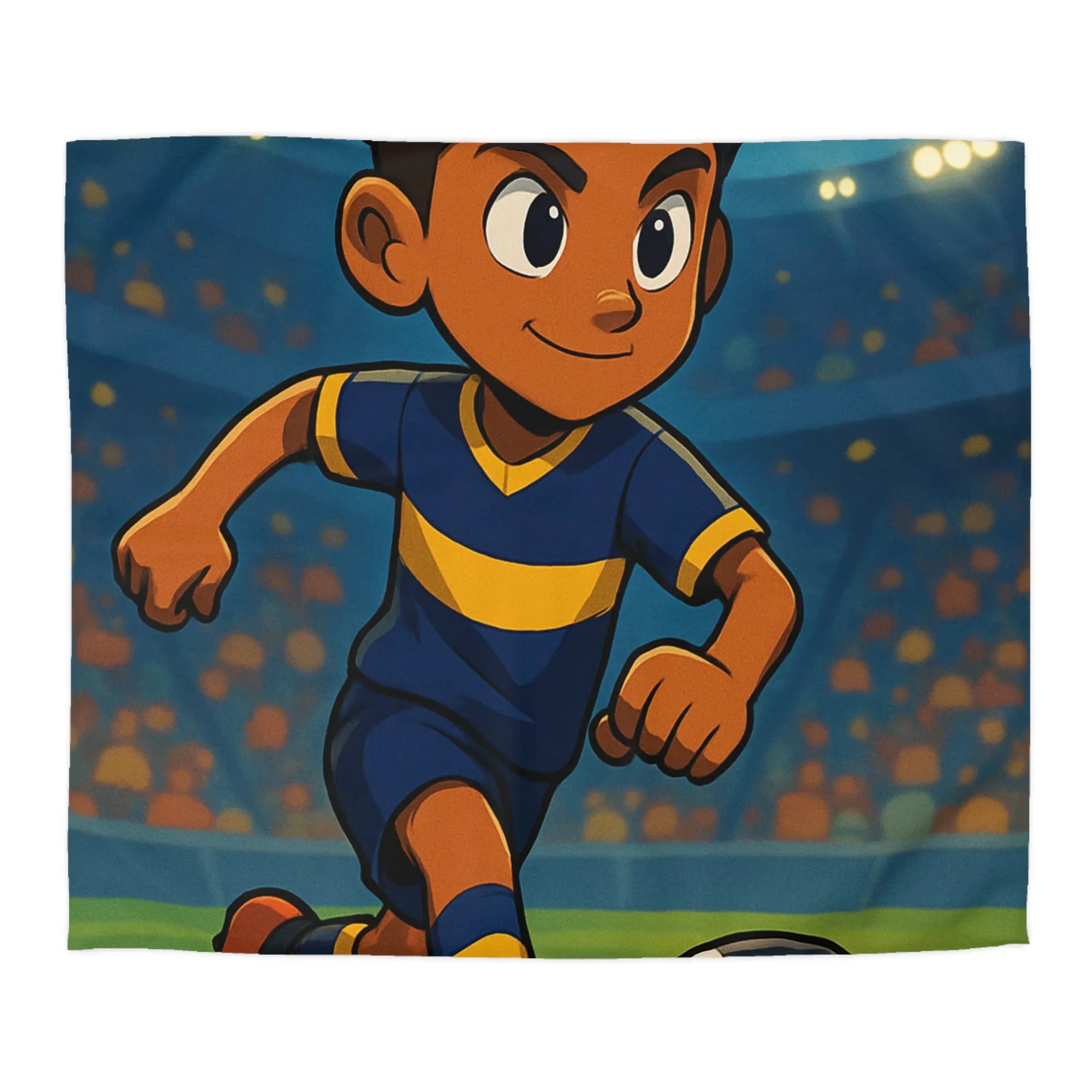 Housse de Couette Enfant Footballeur Dessin Animé, Terrain de Jeu Lumineux Sportif