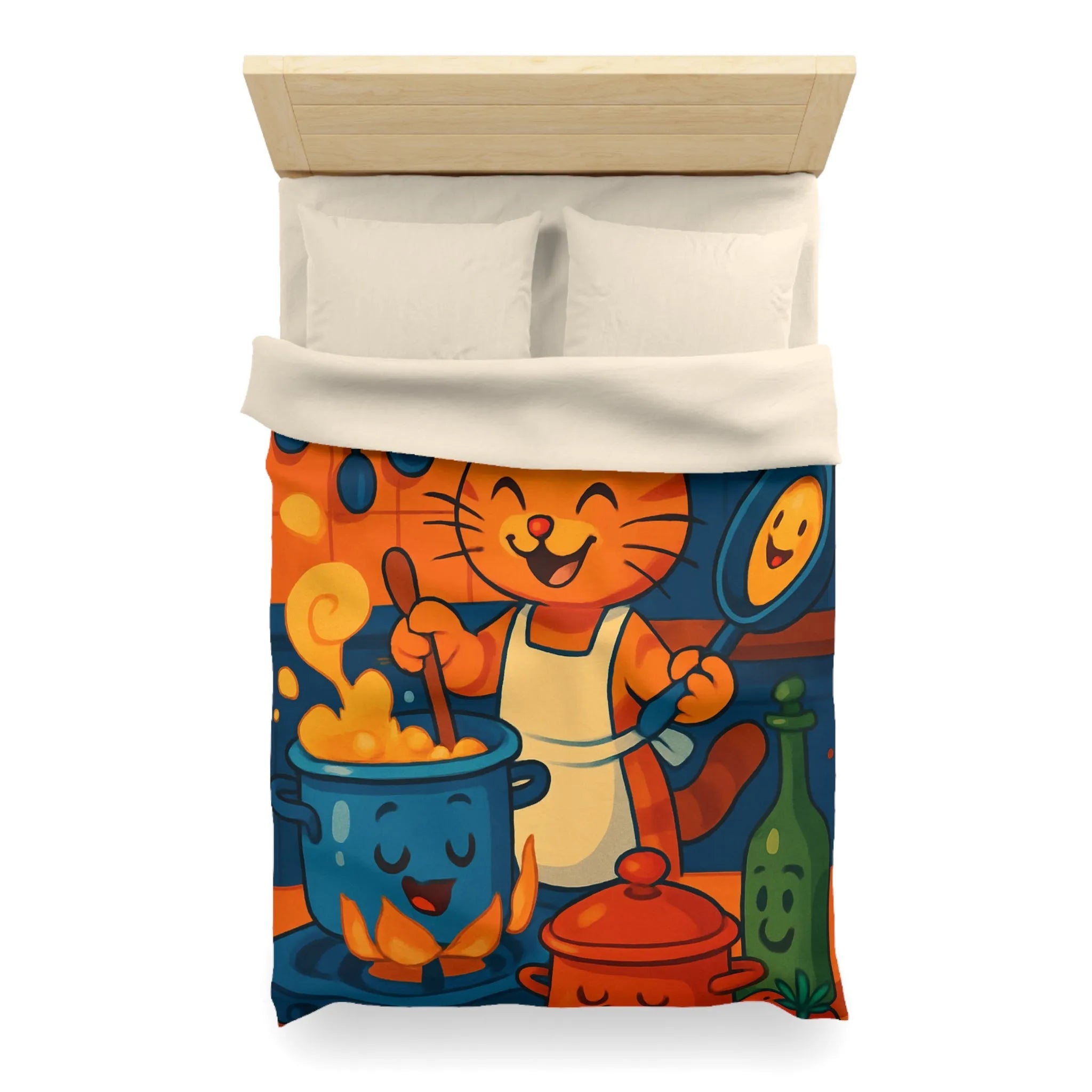 Adorable Chat Cuisinier Heureux dans une Cuisine Colorée et Animée avec Accessoires Joyeux