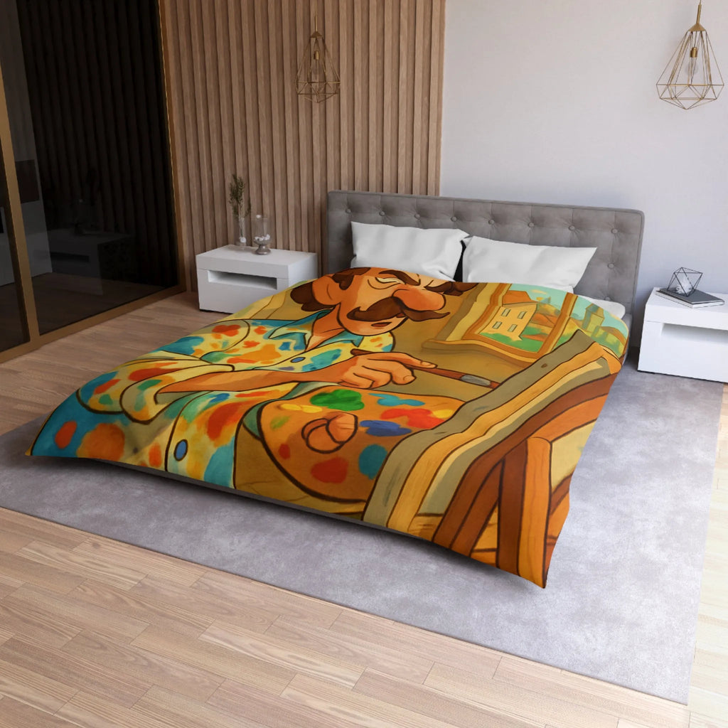 Housse De Couette Artiste Peintre Avec Palette Couleurs Pour Passionnés De Peinture Moderne