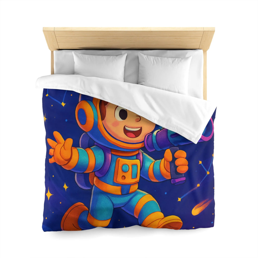 Housse de couette enfant thème astronaute espace avec planètes et constellations joyeuses