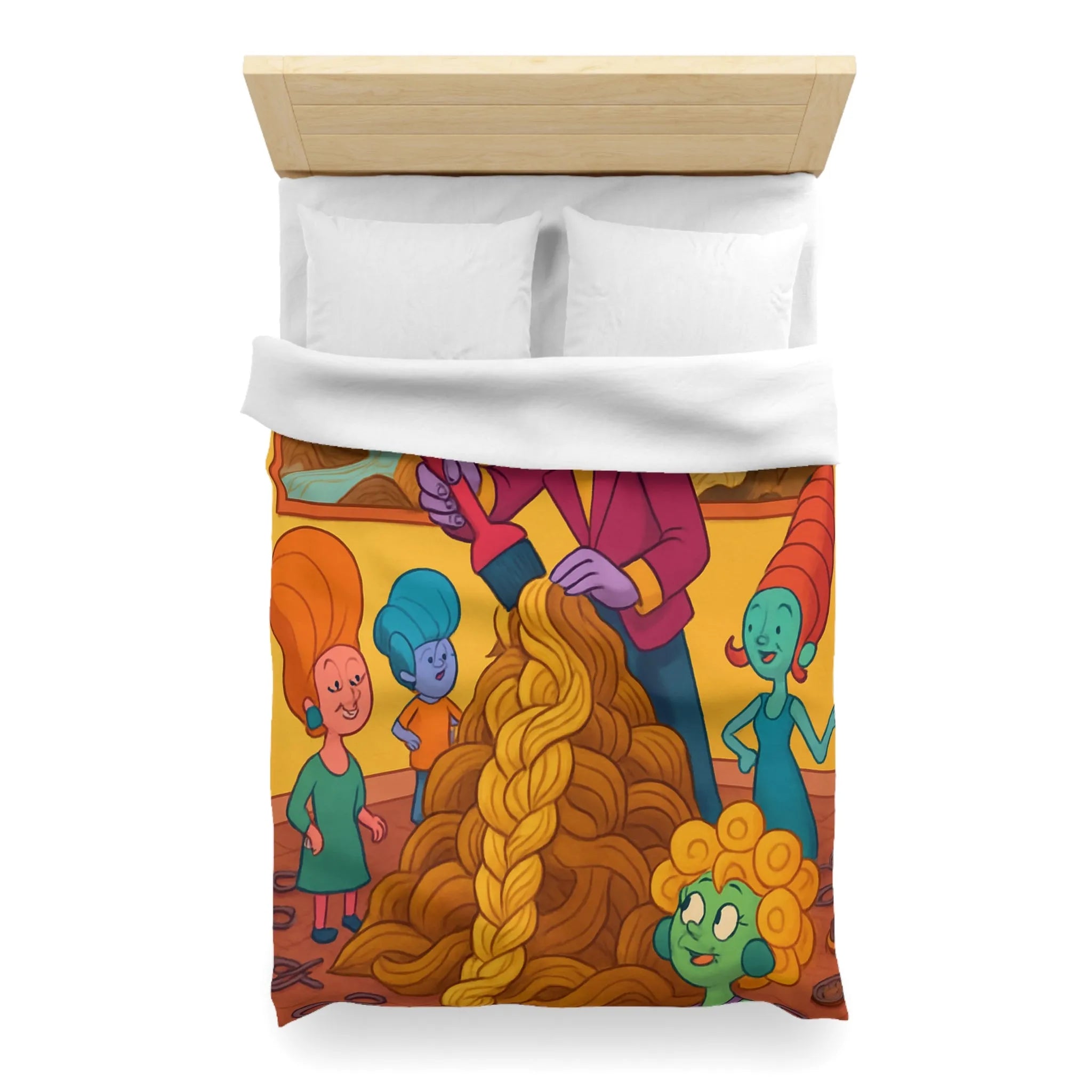 Housse de couette colorée avec personnages fantastiques et œuvres artistiques pour déco unique