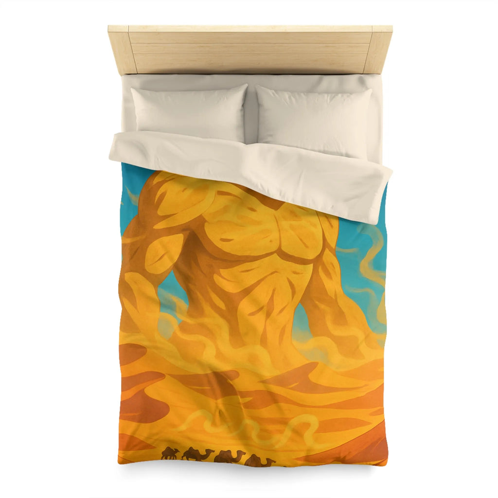 Housse de couette désert mystique avec caravane et gardien de sable géant