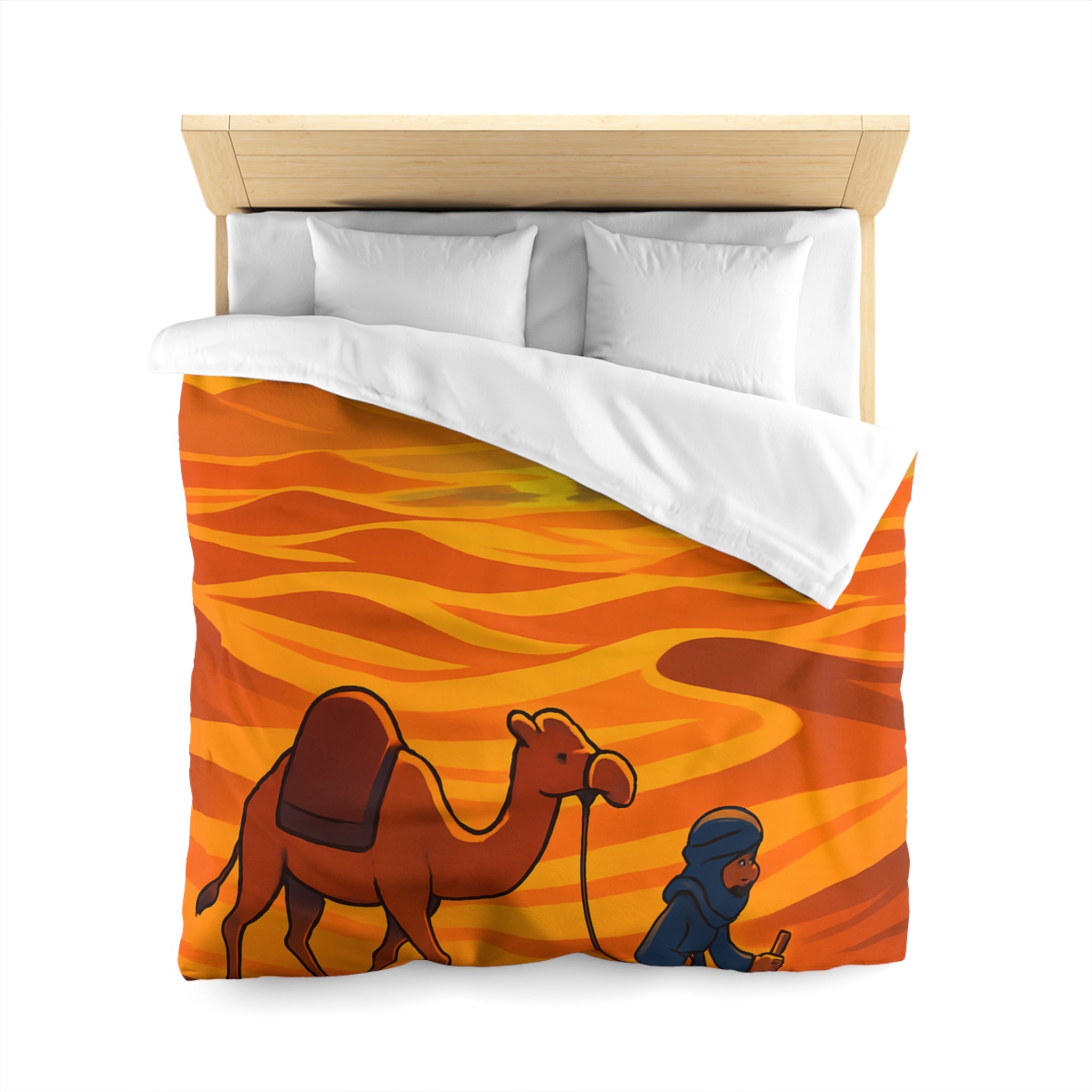 Sublime illustration de désert avec dromadaire et oasis pour housse de couette exotique