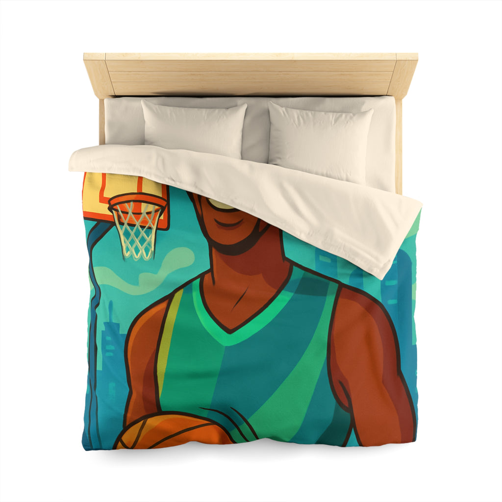 Housse de Couette Pour Enfant Thème Basketball Colorée et Ludique avec Joueur Souriant