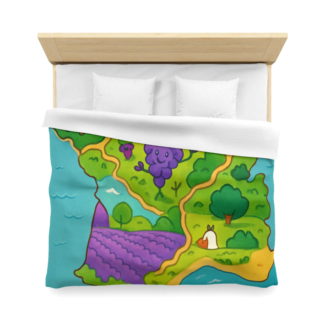 Carte colorée de France illustrée avec paysage ensoleillé et animaux adorables