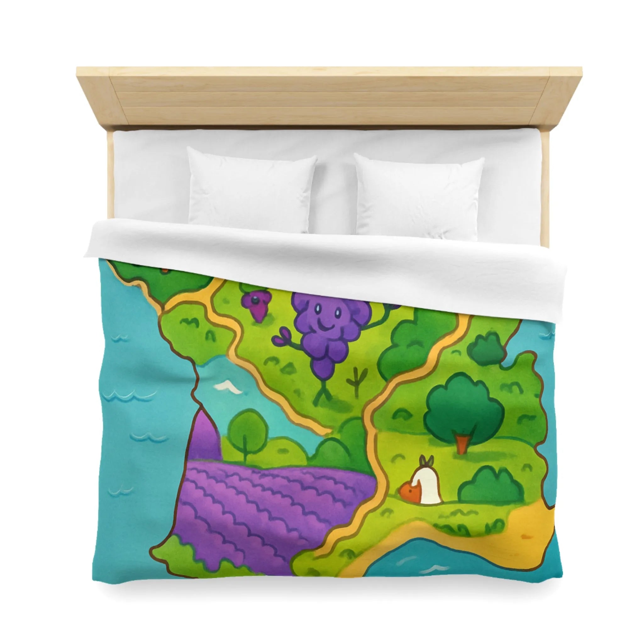 Carte colorée de France illustrée avec paysage ensoleillé et animaux adorables