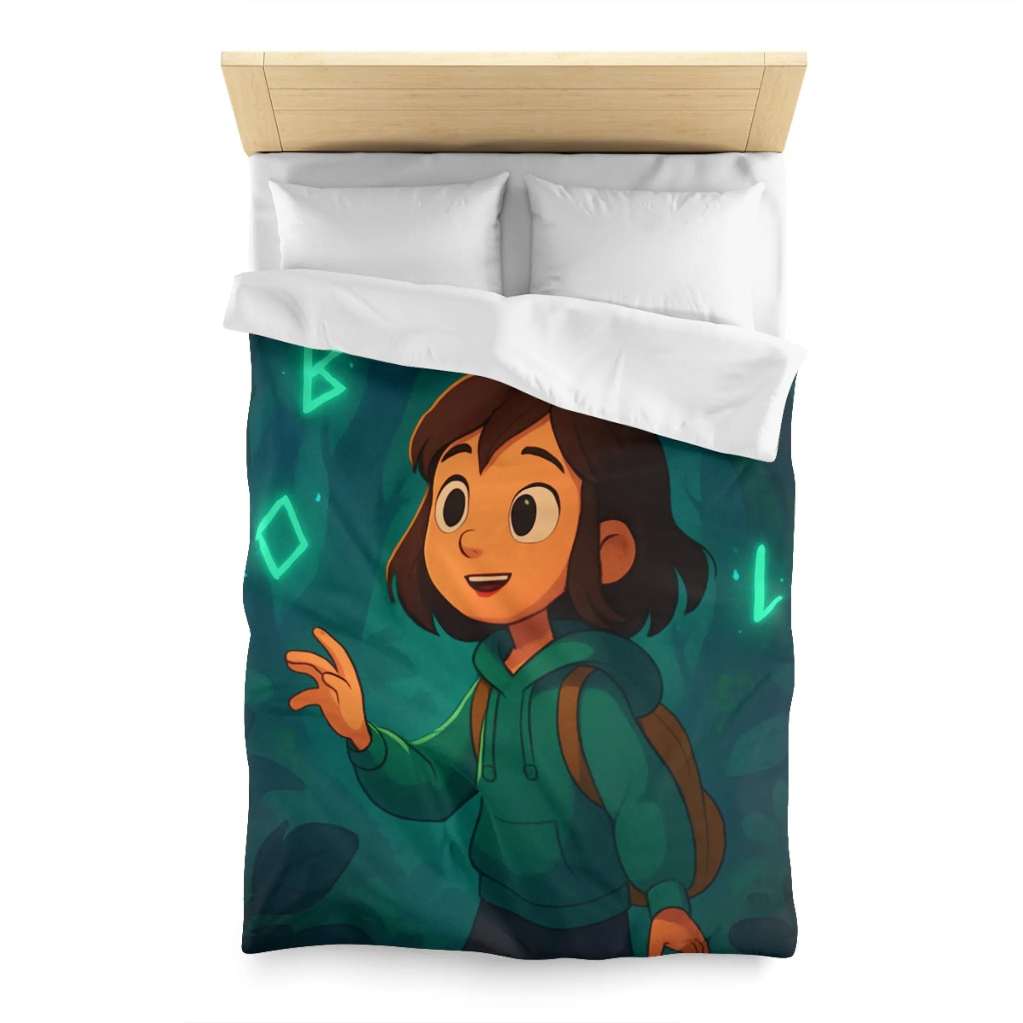 Housse de couette enfant avec motifs magiques et mystiques en forêt enchantée sombre