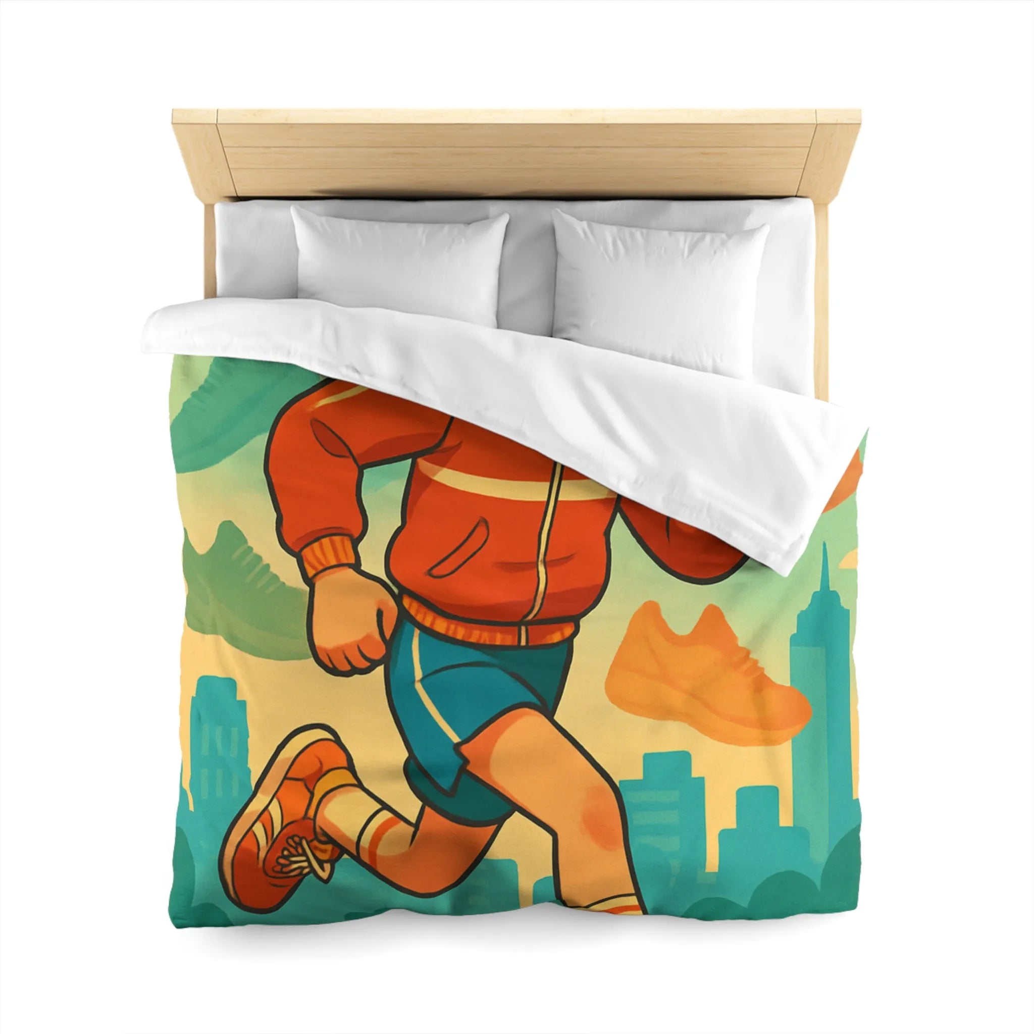 Housse de couette dynamique pour enfant avec athlète et nuancé de chaussures colorées