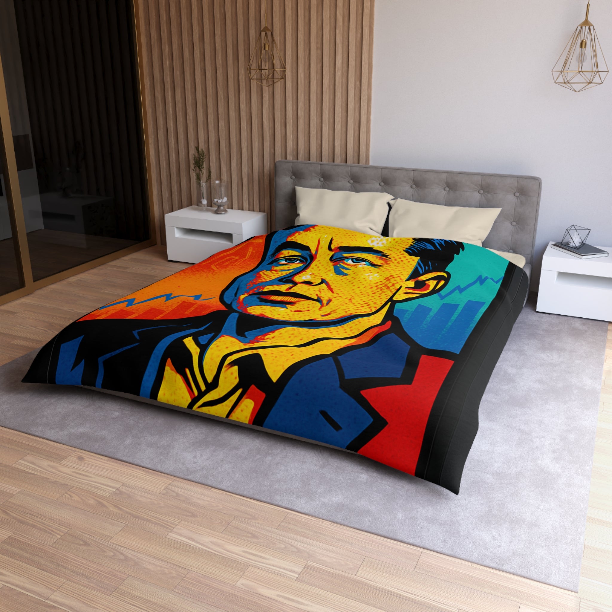 Housse de Couette Microfibre Design Artistique Moderne Décoration Chambre Confort Premium