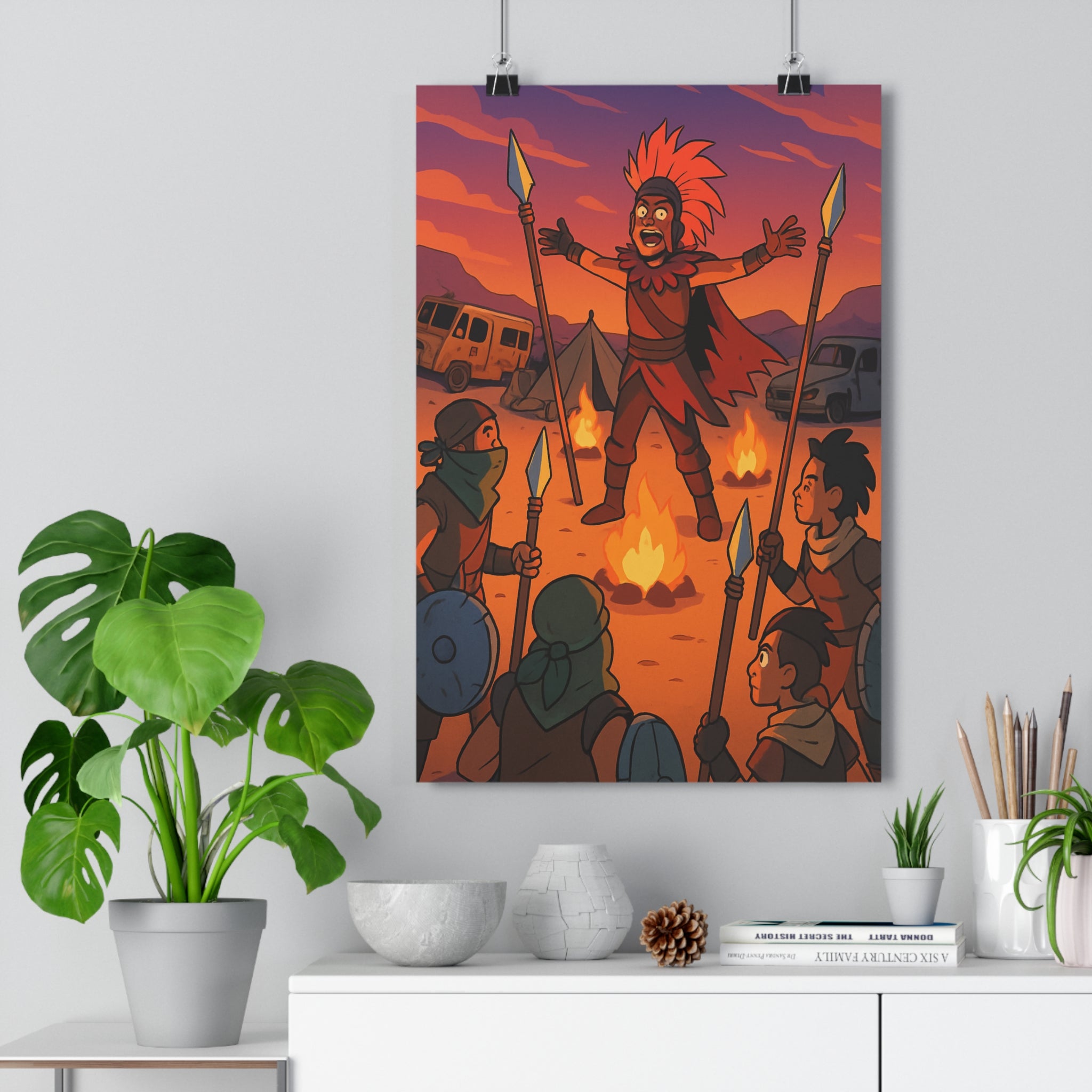 Poster décoratif héroïque désert dramatique sombre aventurier salon chambre bureau illustration guerrier armure qualité