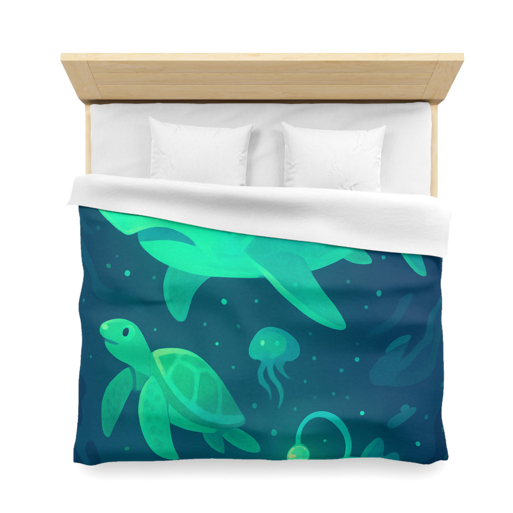 Housse de Couette Océan Lumineux avec Animaux Marins Amusants et Fantastiques Illustrés