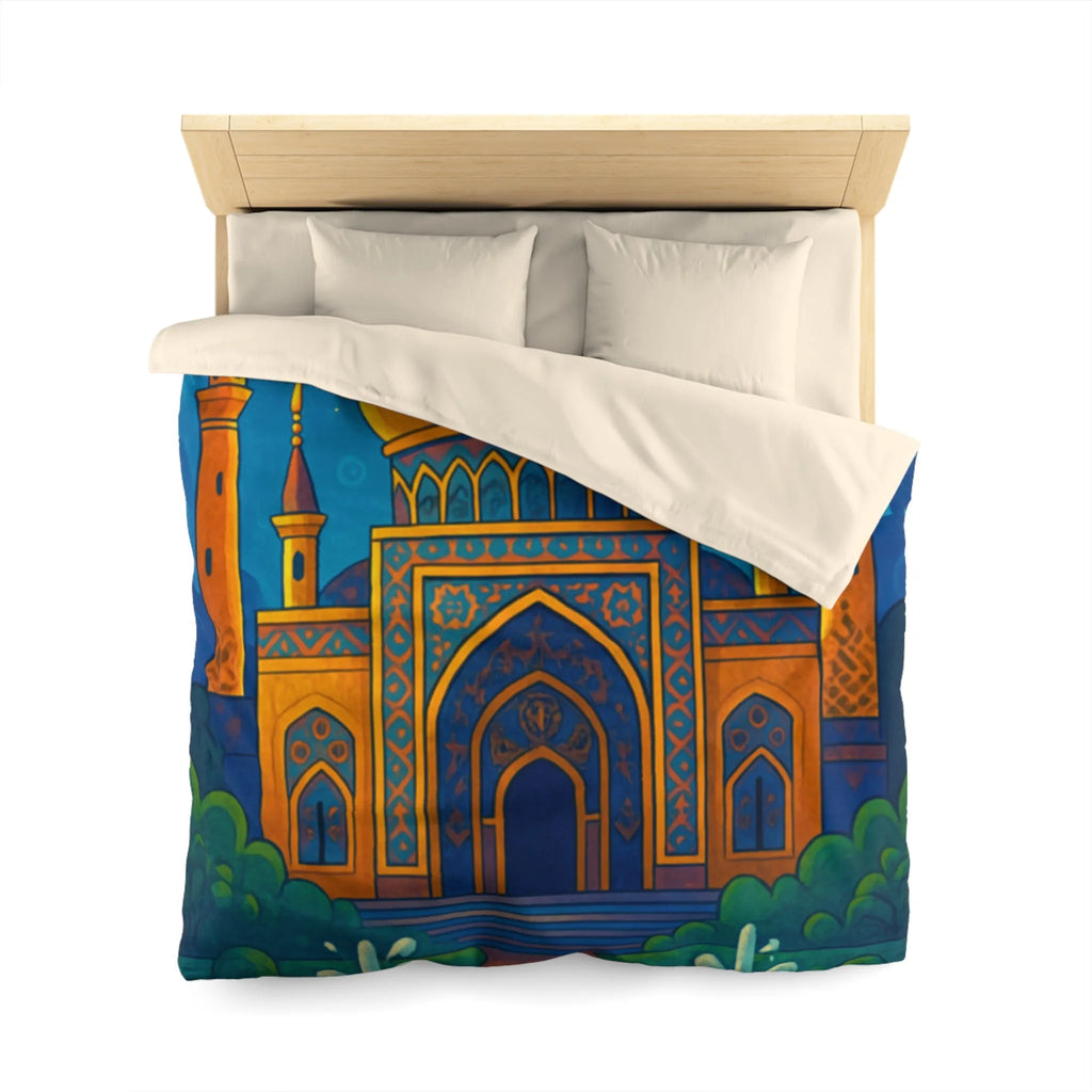 Housse de couette au design oriental avec palais doré sous ciel étoilé exotique