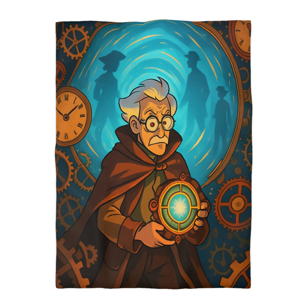 Housse de couette aventure steampunk horloger voyage dans le temps avec objets mystérieux