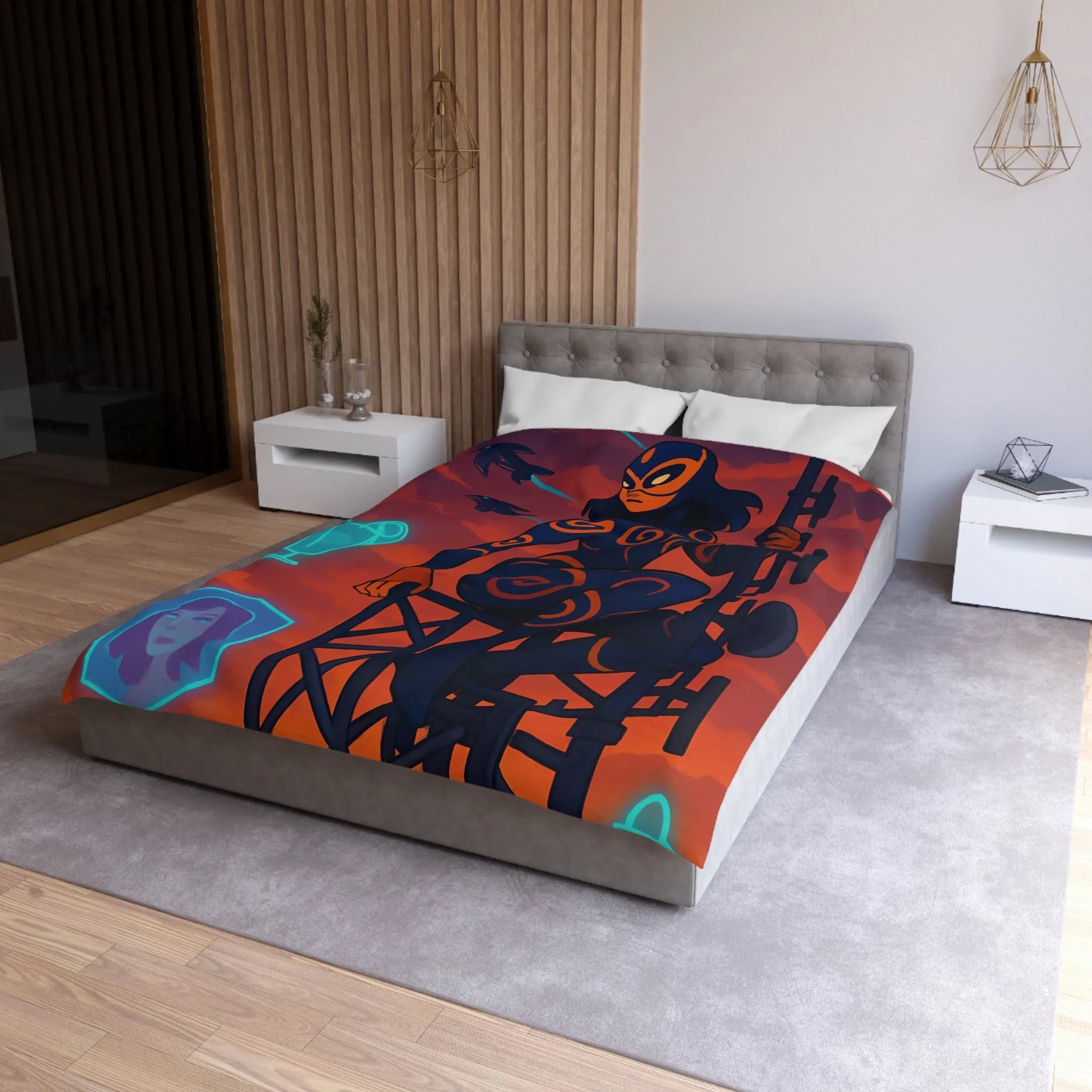 Housse de Couette Microfibre Art Graphique Contemporain Style Décoratif Chambre Tendance