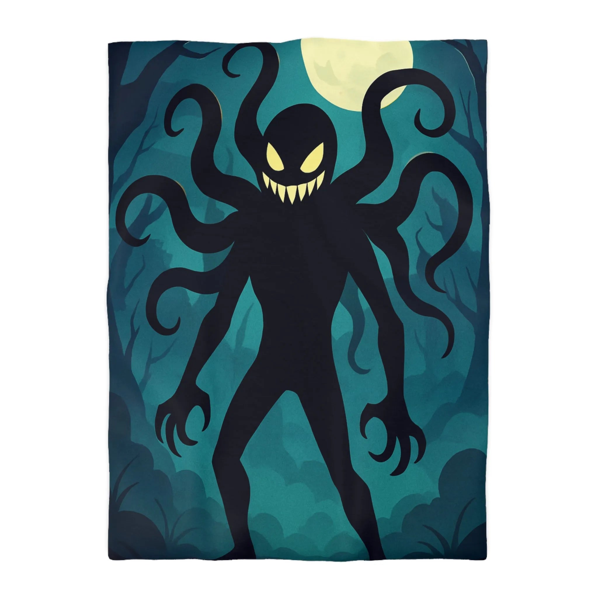 Housse de couette créature mystique sous lumière de lune dans forêt énigmatique sombre