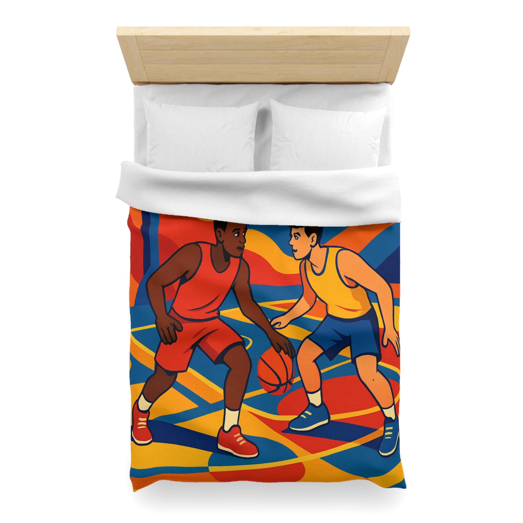 Idée Housse de Couette Basketball Colorée Style Rétro Dynamique pour Chambre Sportive