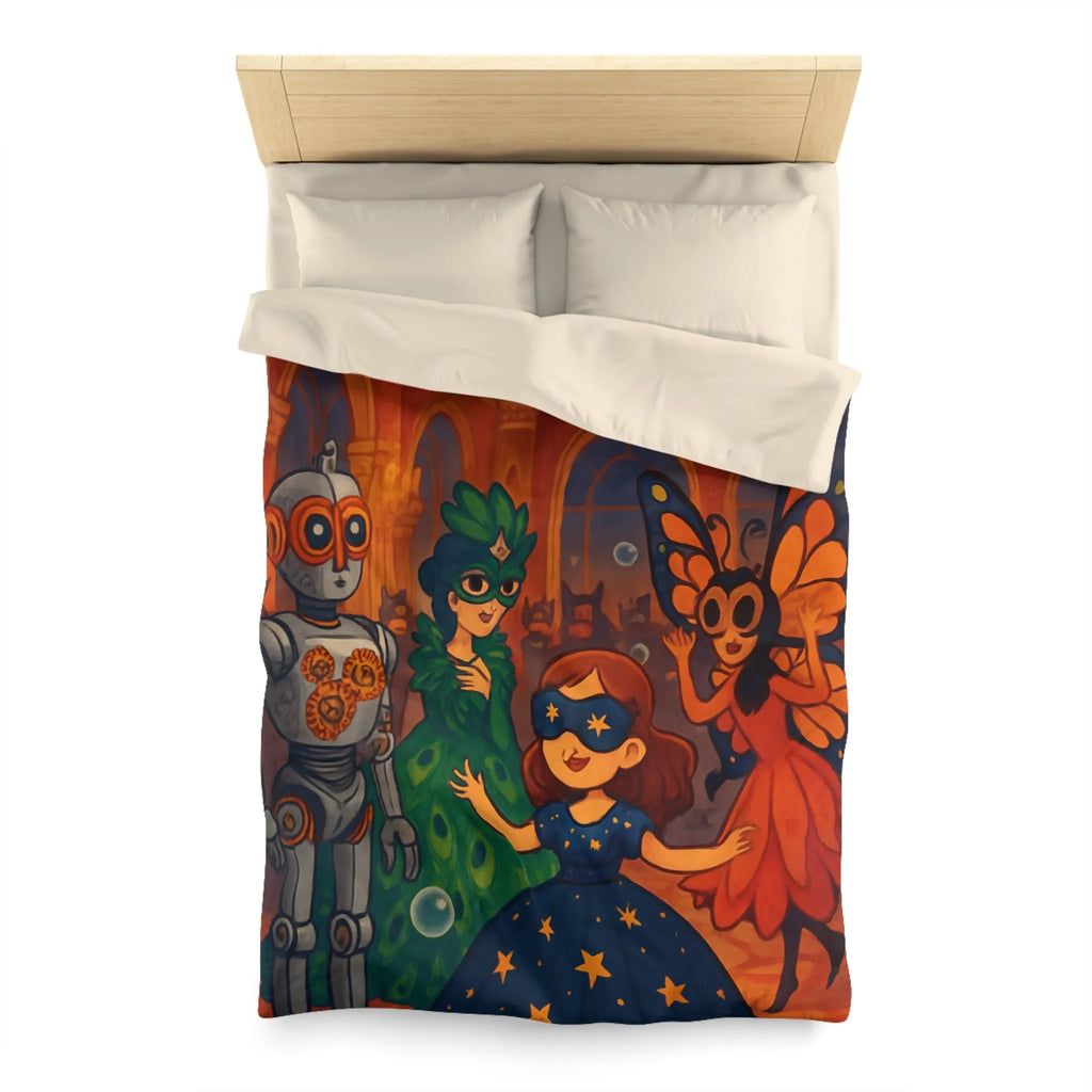 Housse de Couette Enchantée avec Robe de Bal Masquée et Ambiance Féérique Pour Enfants