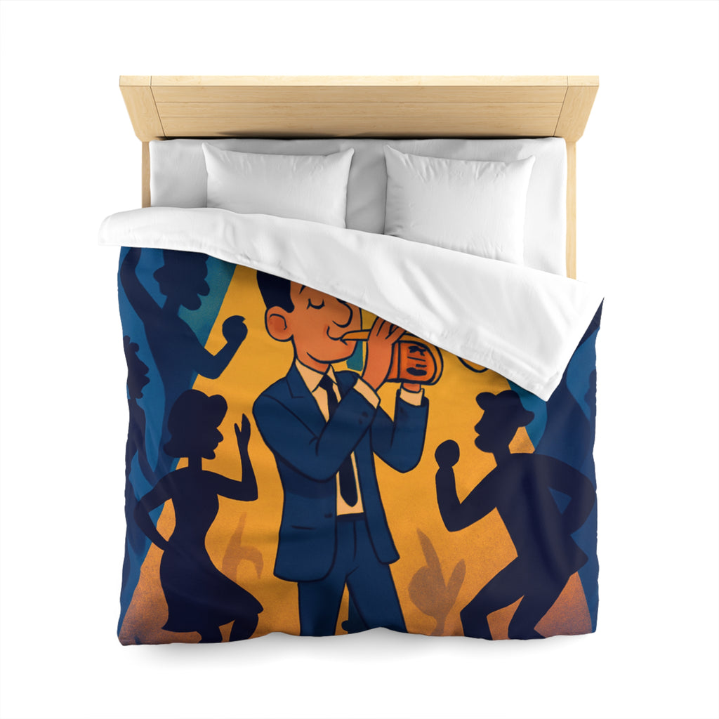 Housse de Couette Moderne avec Musicien Jouant de la Trompette sous Réverbère Nocturne