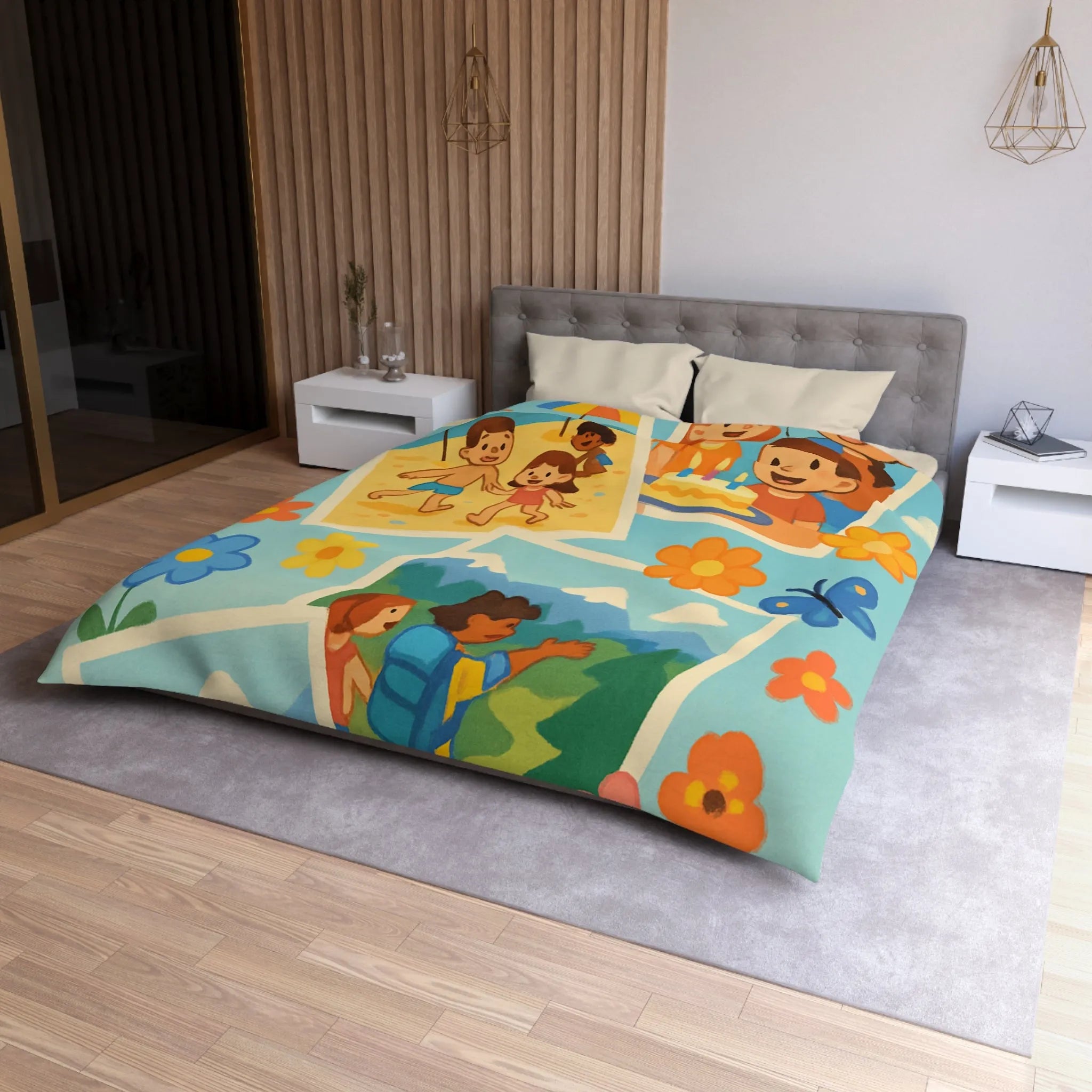 Housse de Couette Enfant : Aventures Ludiques en Été avec Amis et Nature