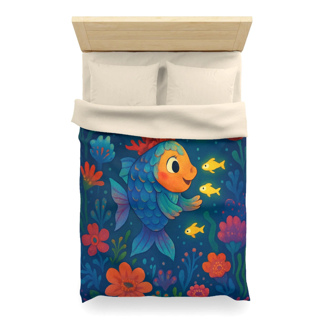 Housse de Couette Colorée avec Poisson et Lune, Idéale Chambre Enfant Rêveuse