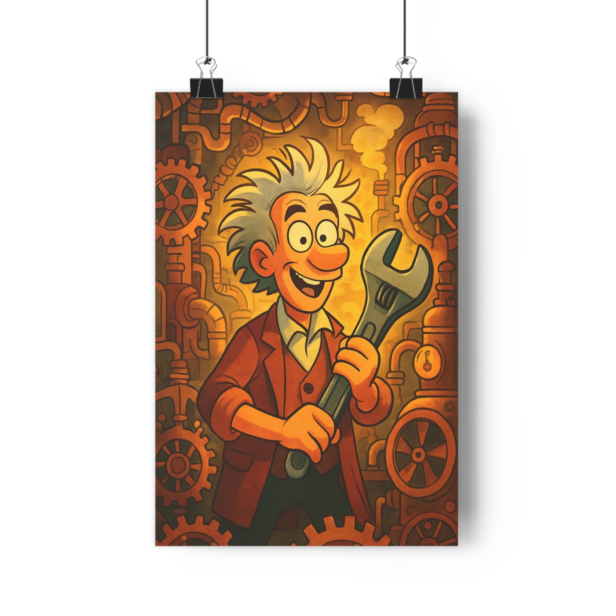Poster décoratif steampunk cuivre brun industriel mystique bureau chambre jeu format 30x46 caractère animé