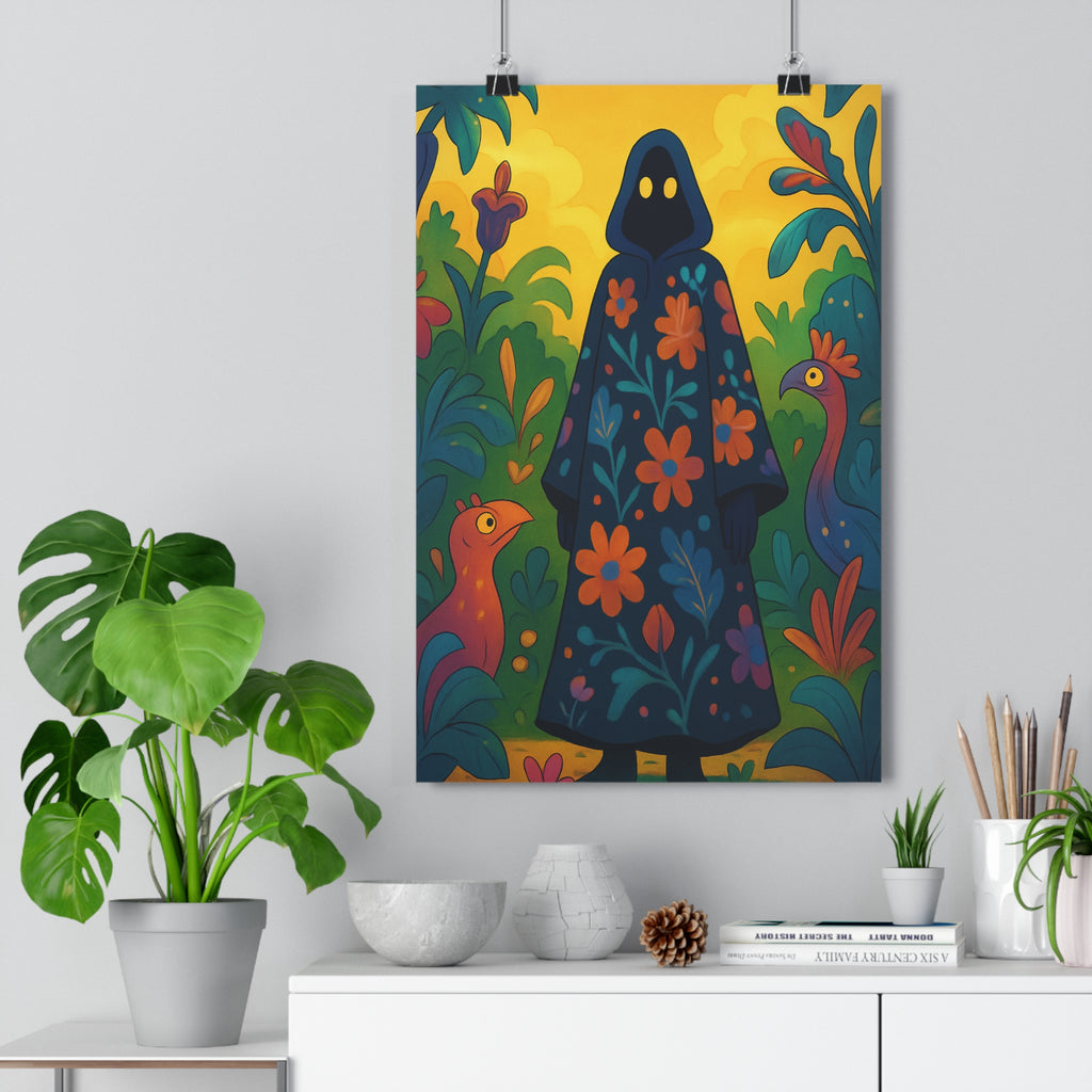 Poster décoratif mystique jaune pastel créatif salon chambre moderne nature vibrant oiseaux floral 30x46