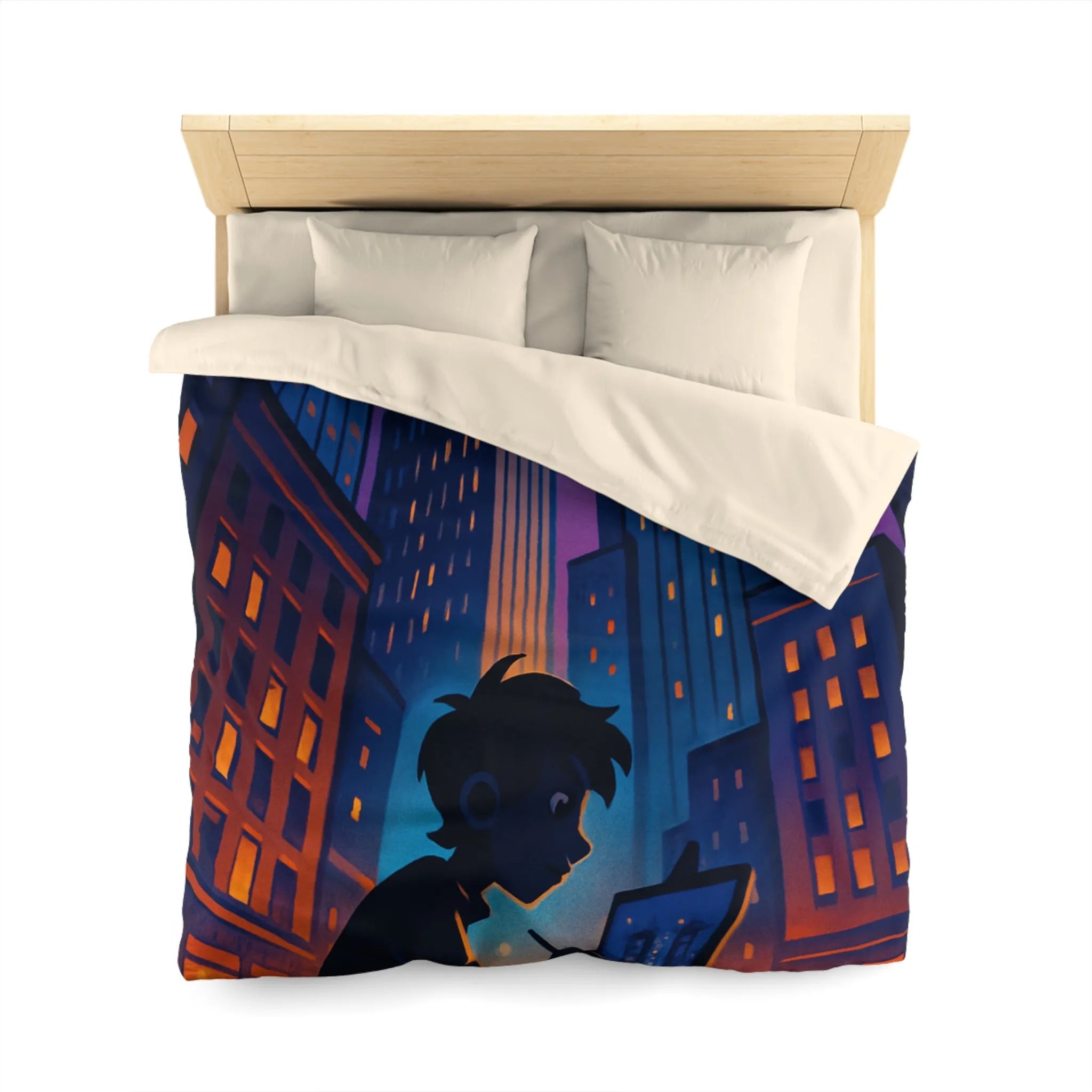 Housse de Couette Design Urbain Artiste Peintre Nuit Étoilée pour Chambre Moderne