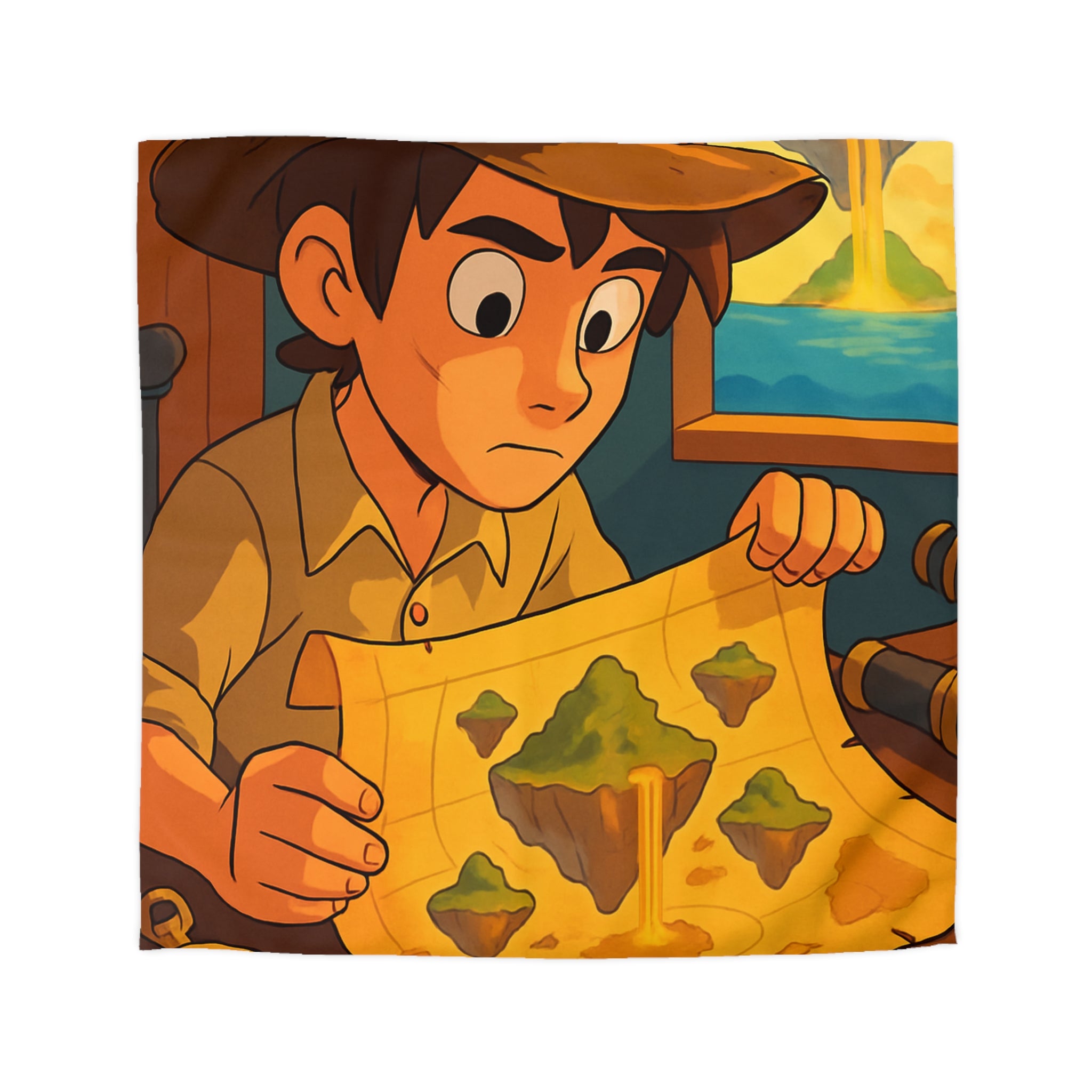 Housse de couette motif trésor aventure jungle carte montagne flotter chambre enfant