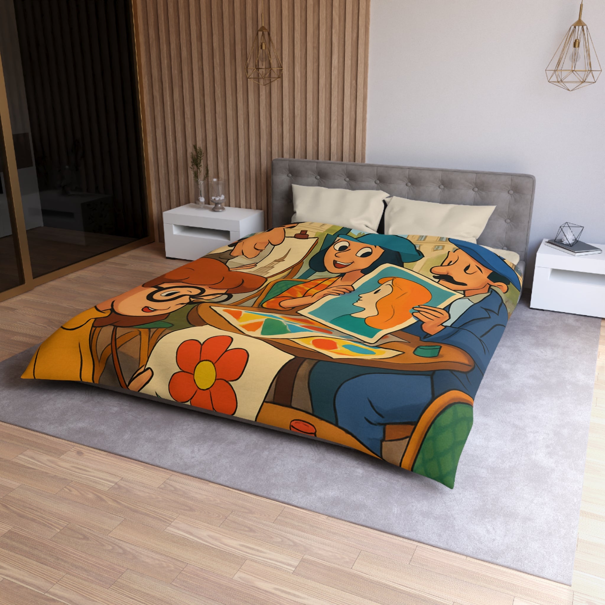 Housse de Couette Microfibre Illustration Unique Design Moderne Décoration Intérieure Raffinée