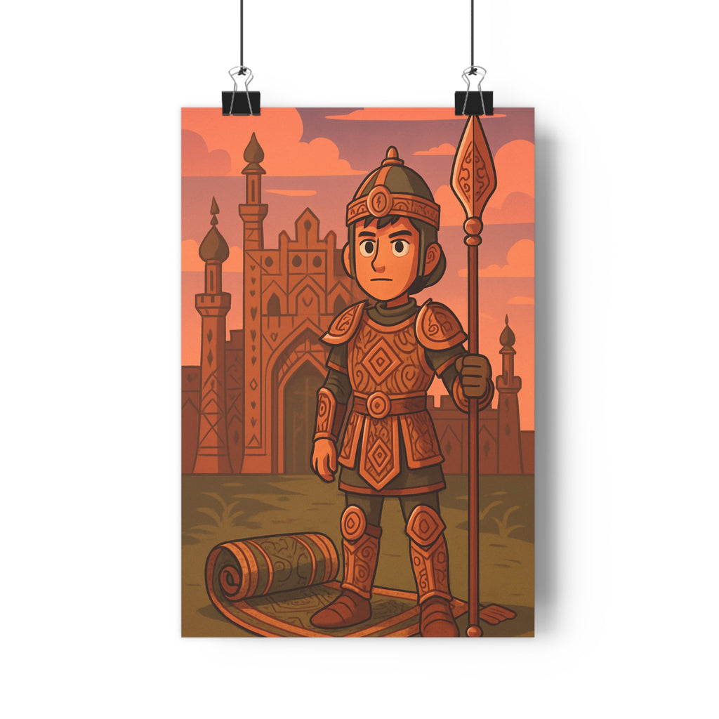 Poster décoratif épique mystique cartoon brun orange salon bureau fantastique médiéval aventure 30x46 cm