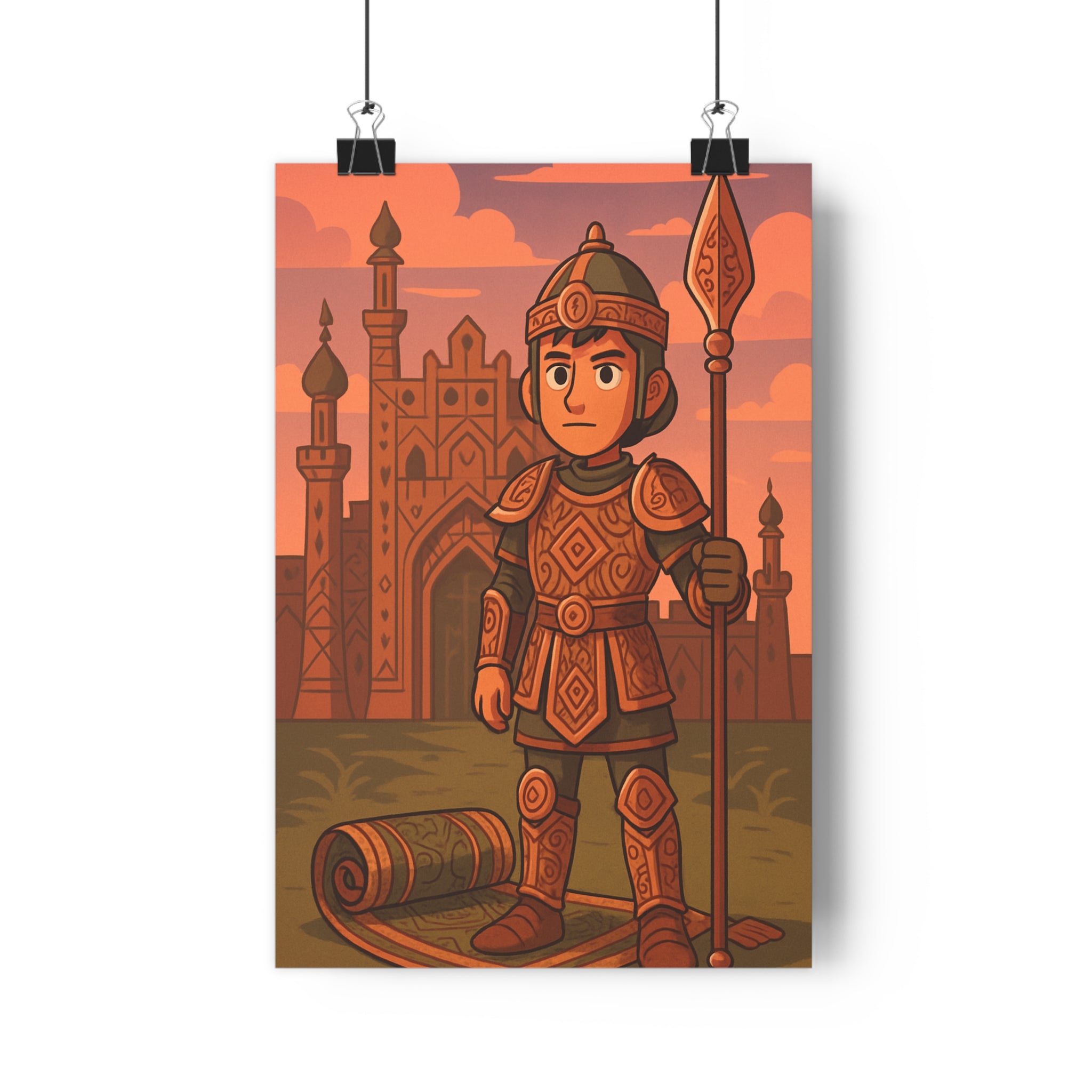 Poster décoratif épique mystique cartoon brun orange salon bureau fantastique médiéval aventure 30x46 cm