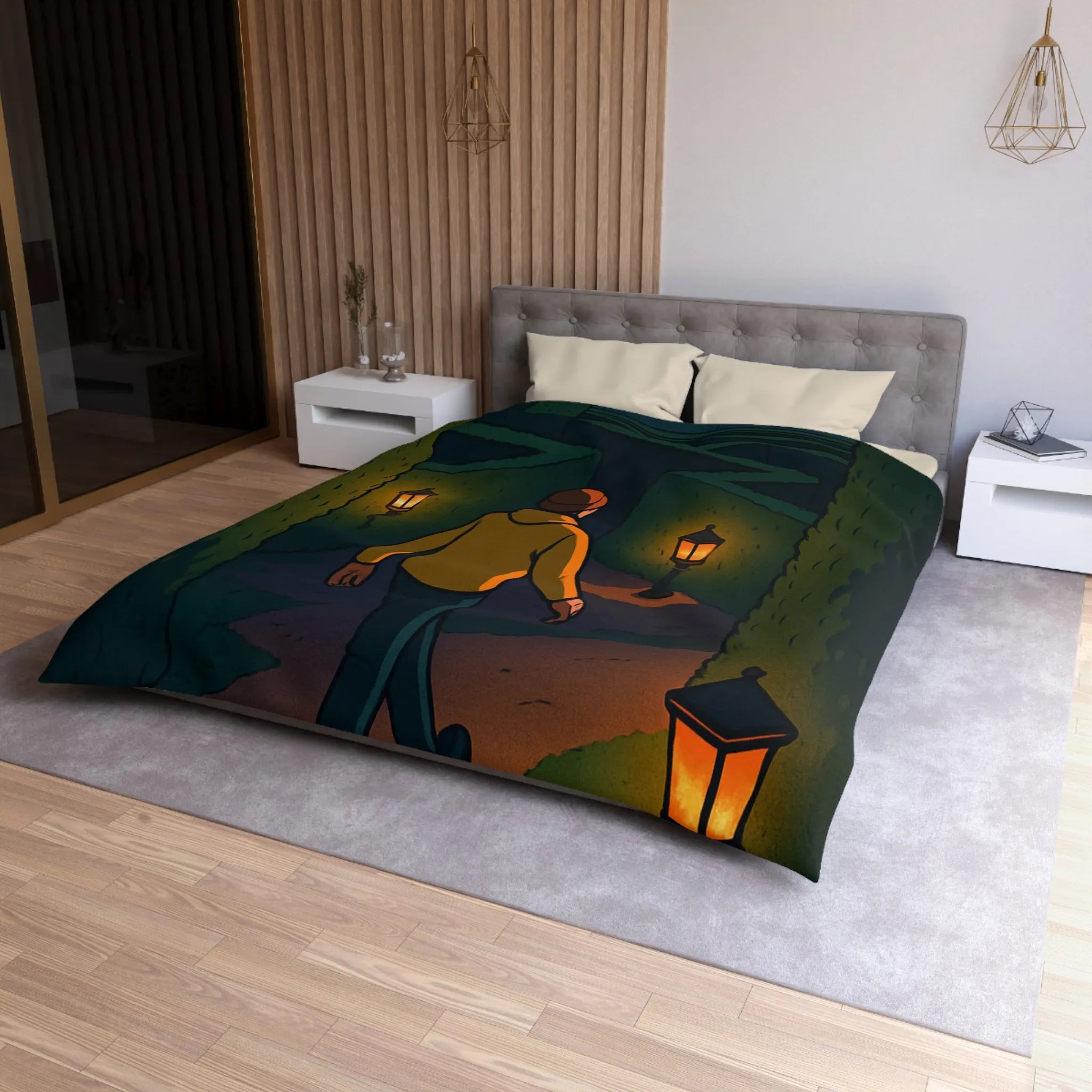 Explorez un jardin de mystère avec éclairage chaleureux pour vos rêves nocturnes