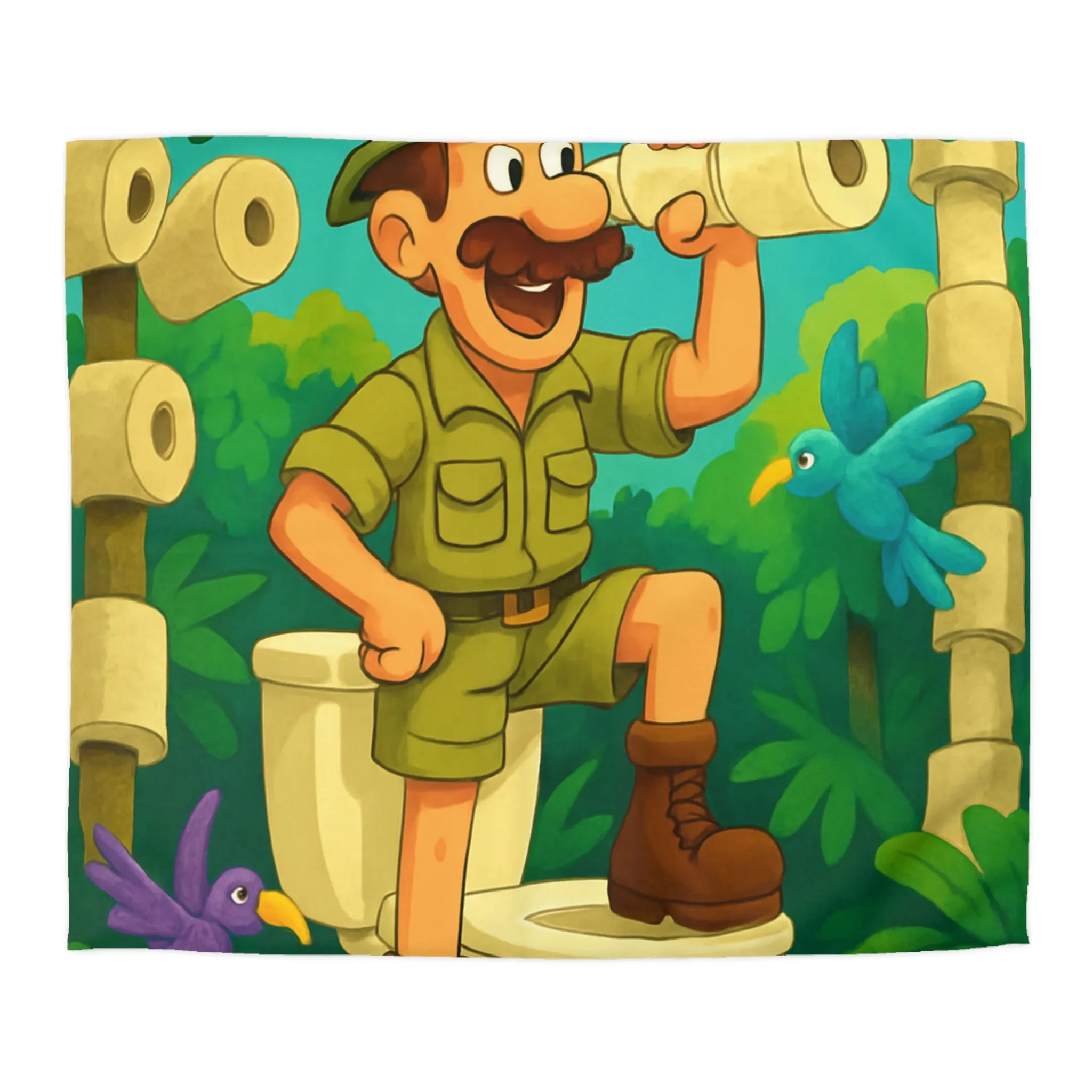 Housse de Couette Jungle Aventure avec Animaux aux Couleurs Vives et Drôle Explorateur