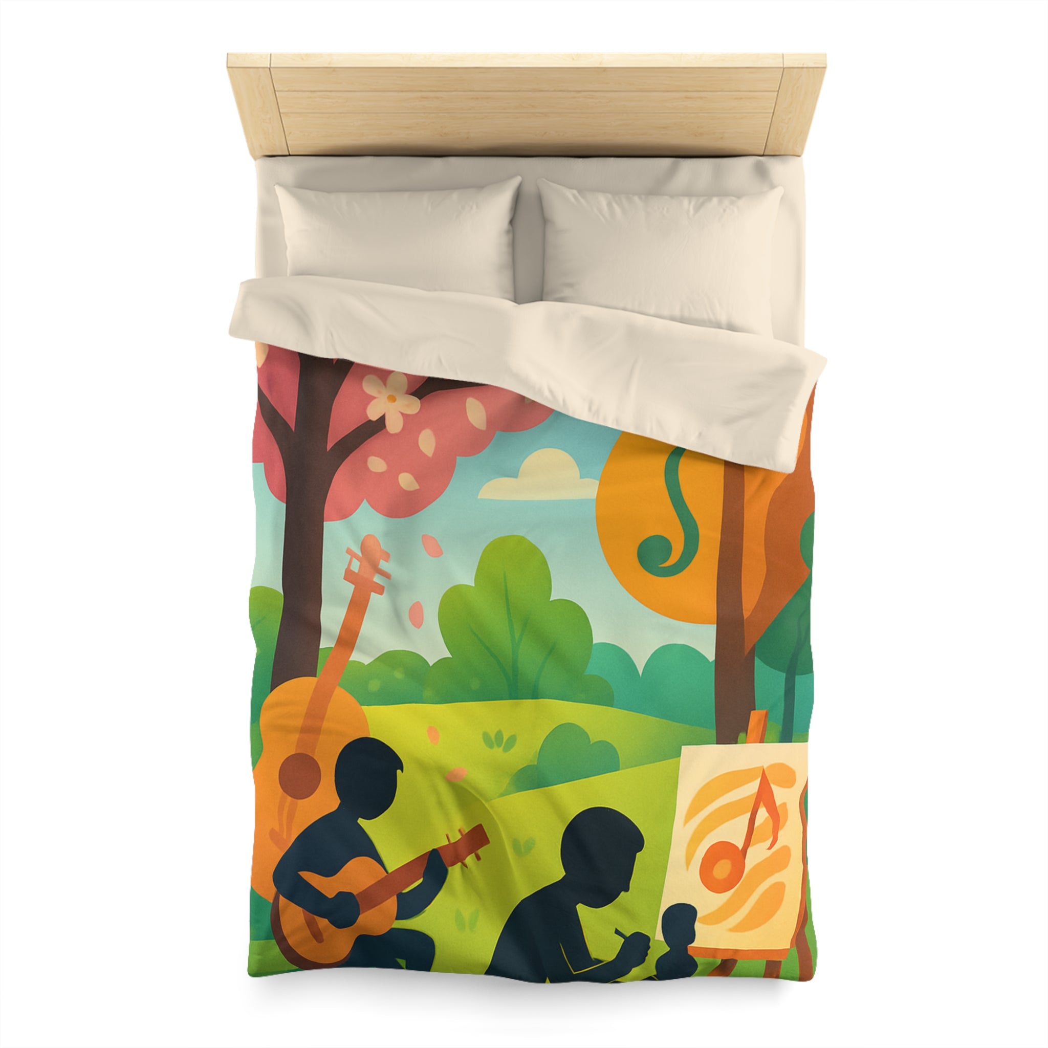 Housse de Couette Microfibre Design Artistique Moderne Décoration Chambre Confort Premium