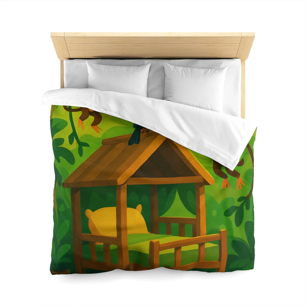 Housse de couette jungle avec singes et toucans pour chambre d'enfant colorée