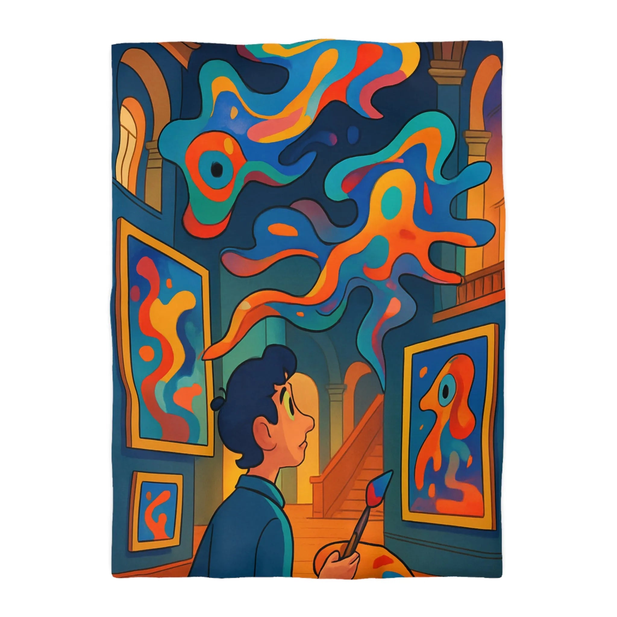 Housse de Couette Microfibre Art Graphique Contemporain Style Décoratif Chambre Tendance