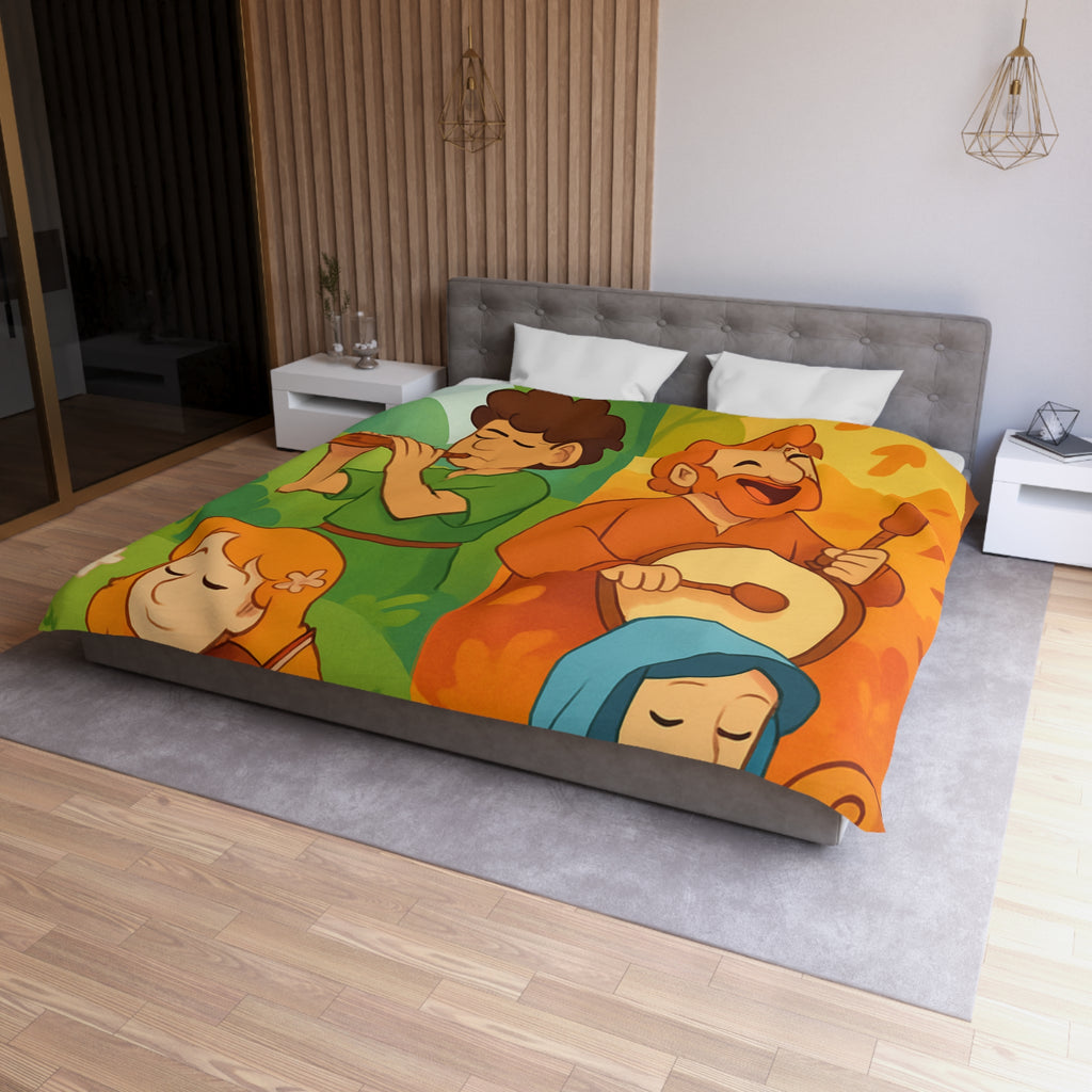 Housse de Couette Musique des Quatre Saisons Harpe Violon Tambour Flûte Enchanteur