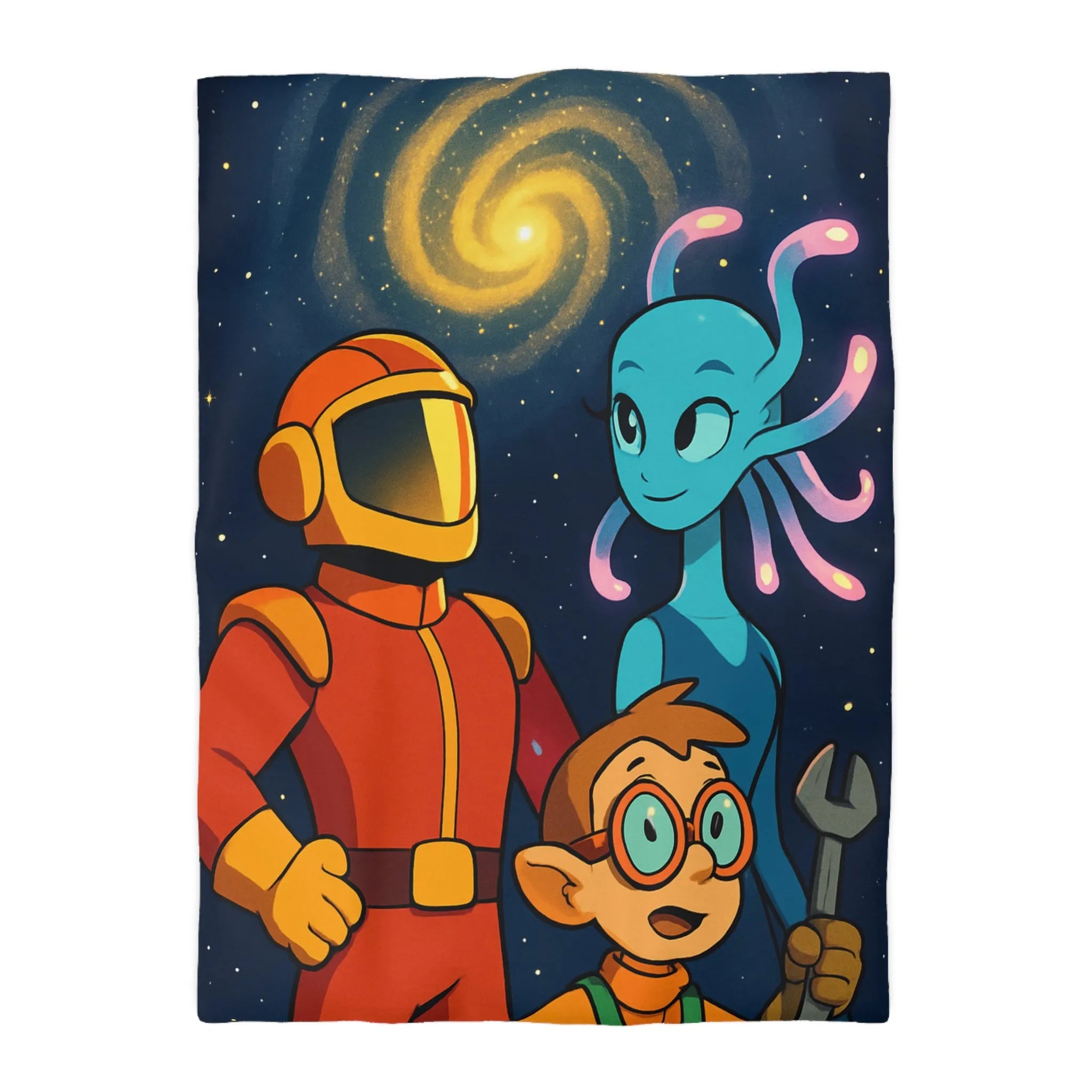 Housse Couette Galaxie : Astronaute, Extraterrestre et Enfant Brillant pour Chambre Cosy