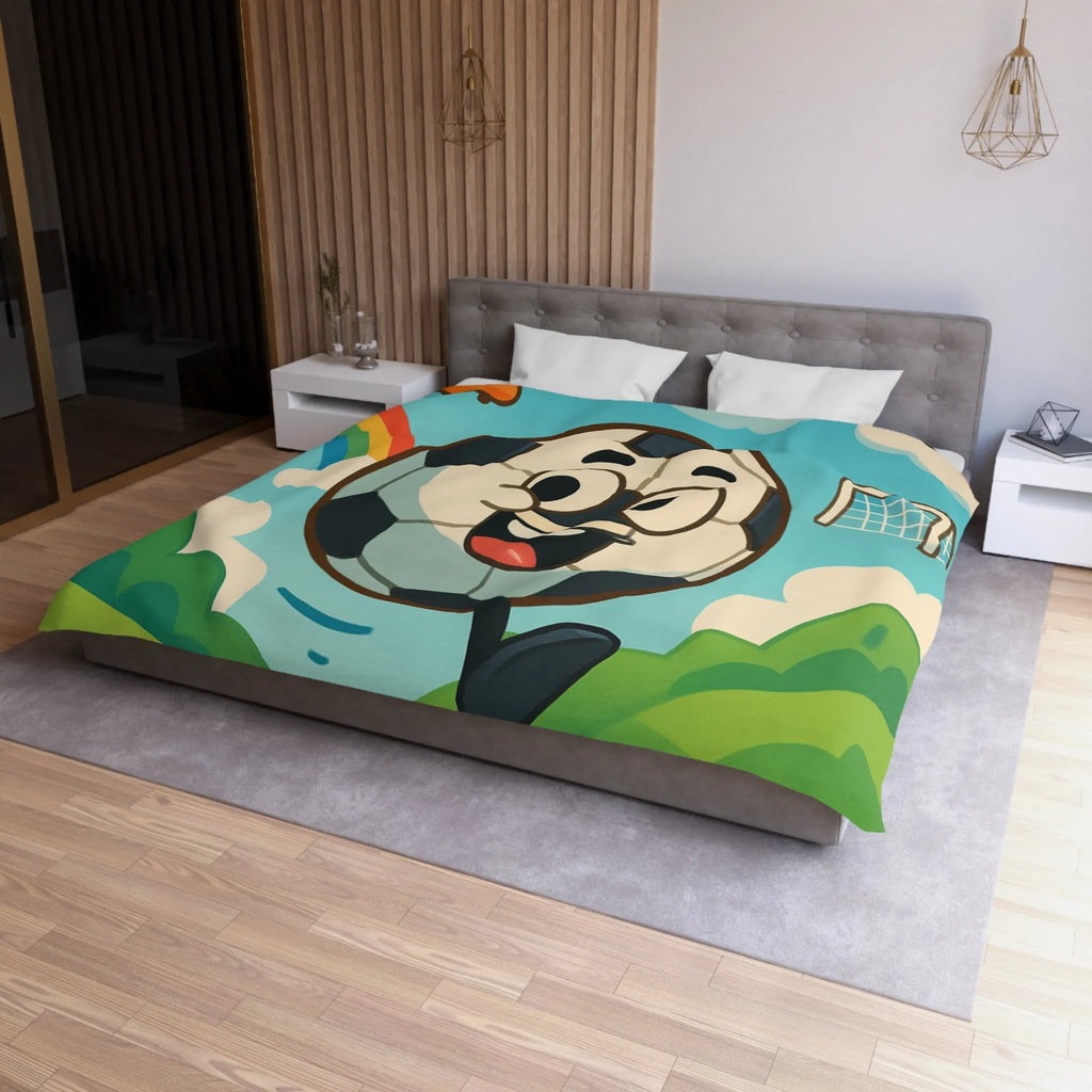 Housse de Couette Enfant Joyeuse avec Ballon de Foot et Arc-en-ciel Coloré